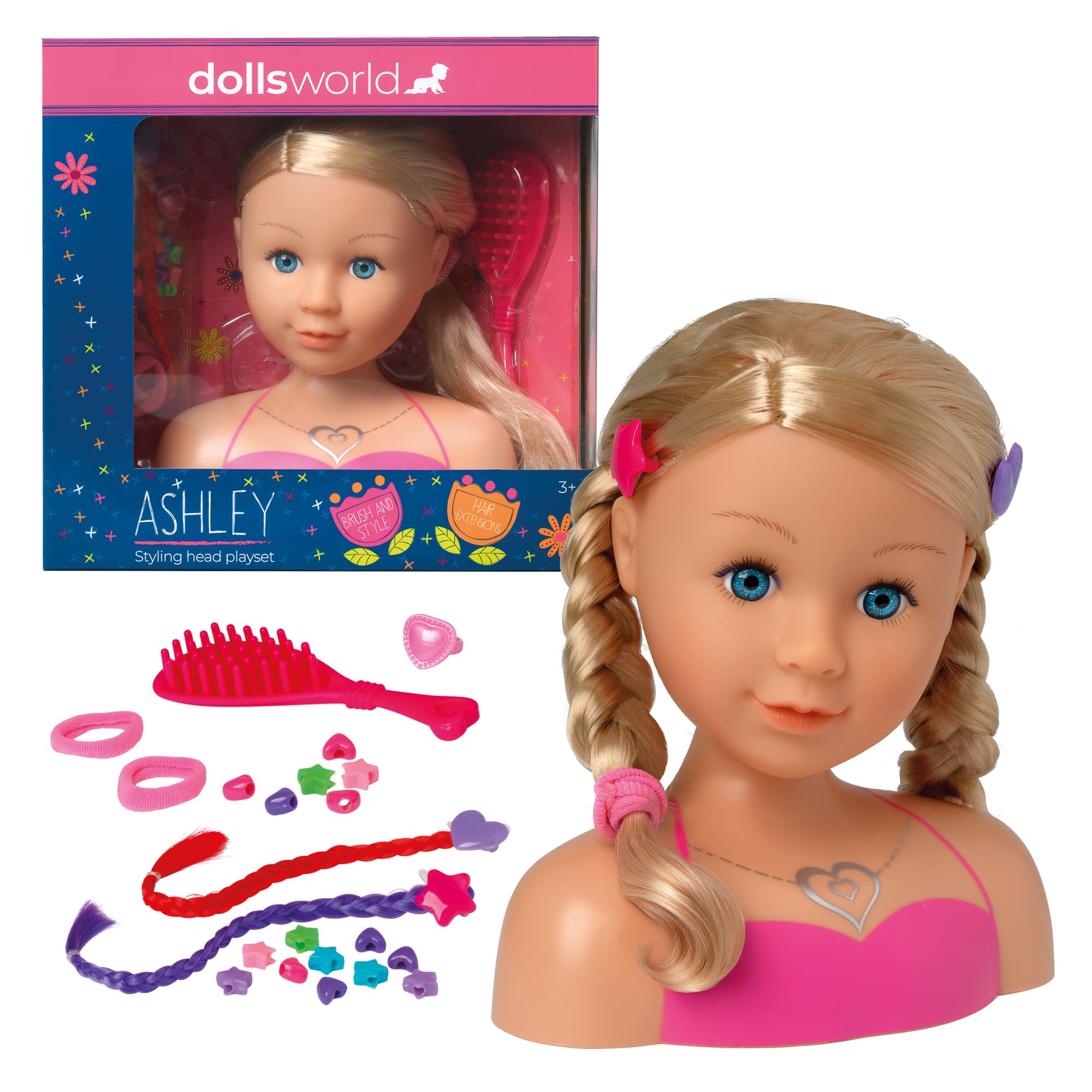 Dolls World from Peterkin | Ashley Styling Head Playset | Dolls & Accessories | Ages 3+