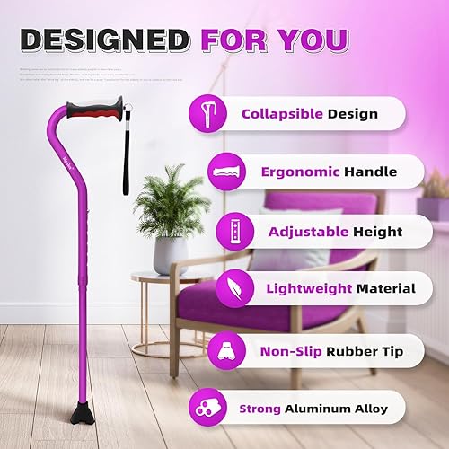 Miniatura 3 de BigAlex Bastón ligero para caminar, mango suave para personas mayores, palo portátil plegable ajustable para mujeres y hombres, ayuda de movilidad