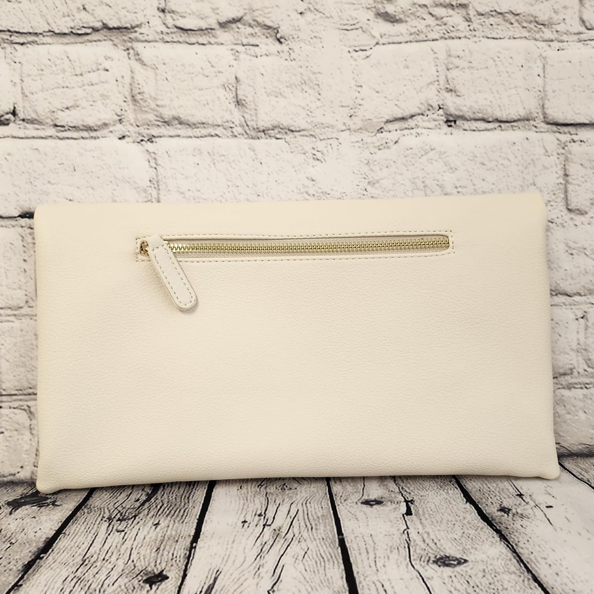 JNB Women's Faux Leather Zipper Foldover Clutch Purse with Tassel - Image 2