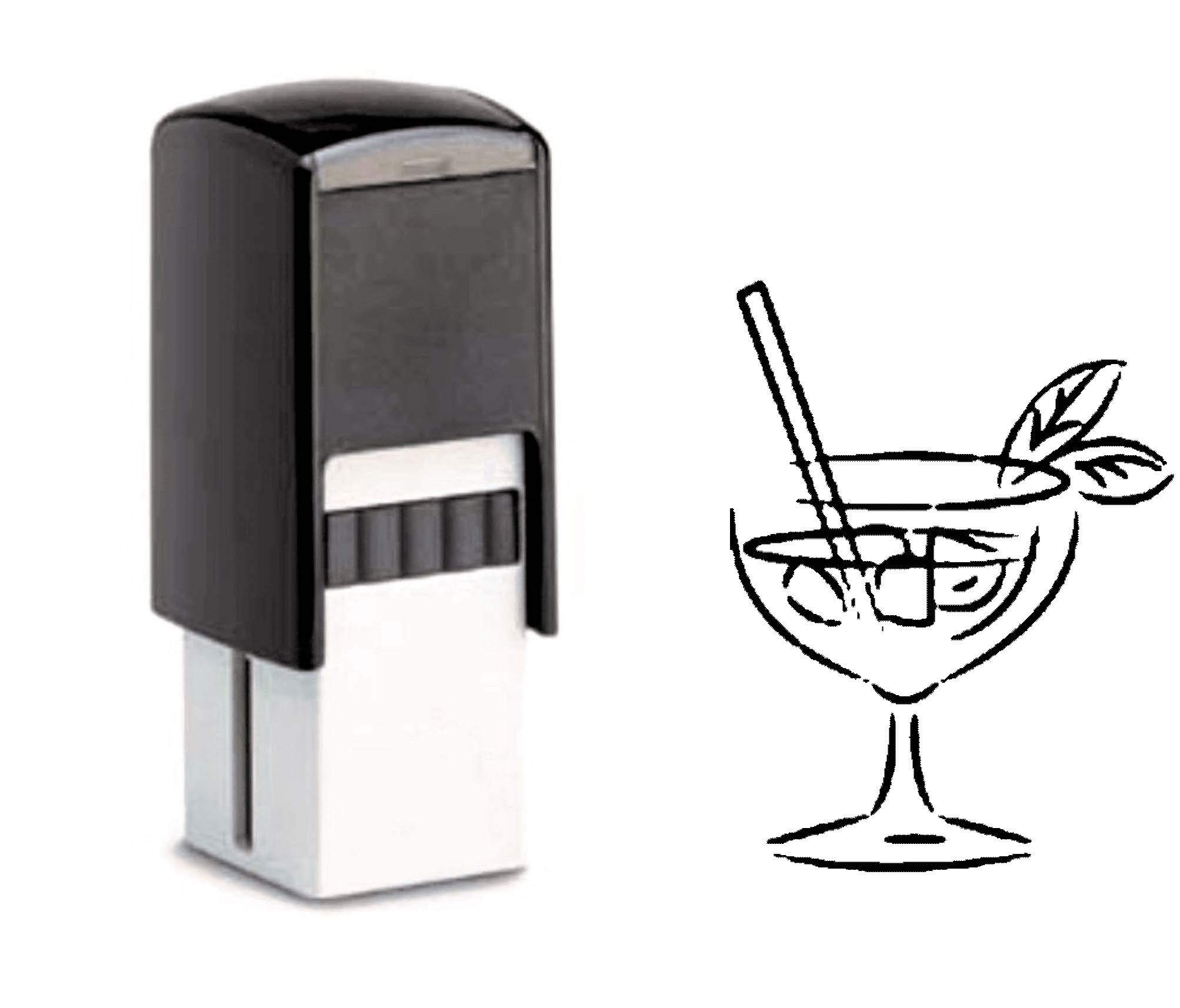 Deko-Lando Gray Bonus Card Stamp With Motif Cocktail Drink For Bonus Card 10 X 10 Mm