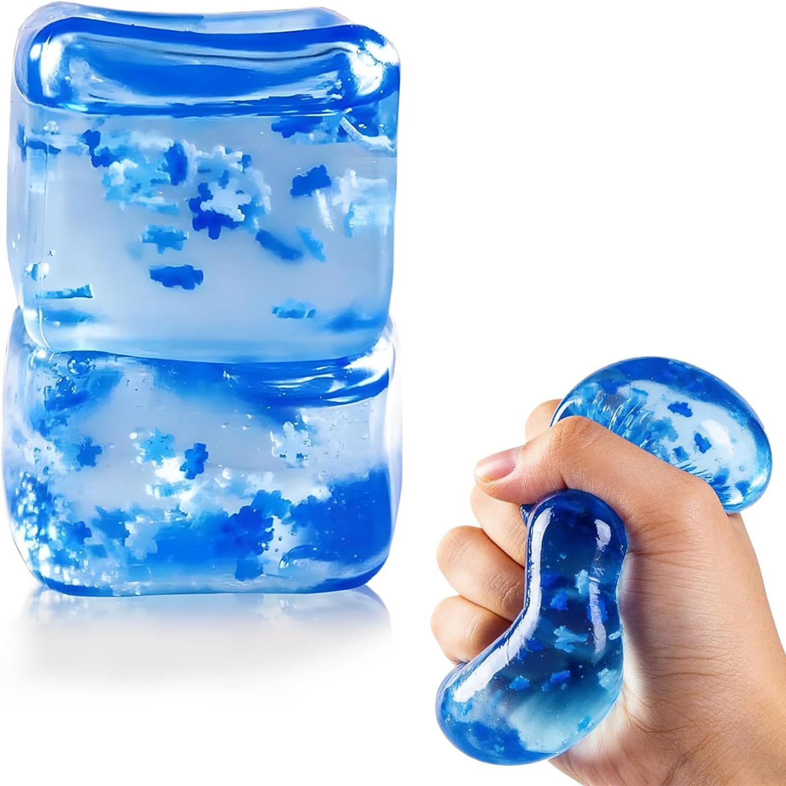 ZVD Forme Antistress a Cubo di Ghiaccio e Fiocco di Neve, Cubi Spremibili Sensoriali per Bambini e Adulti, Antistress Adulti Morbido, Perfetti per Alleviare Stress Ansia e Tensione (2PCS)