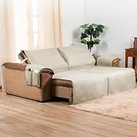 Protetor de Sofá Retrátil 2 Lugares 2,00m x 2,40m Impermeável | Capa para Sofá com Bolso Lateral | Proteção Contra Manchas, Pets e Crianças | Lavável e Resistente (Bege)
