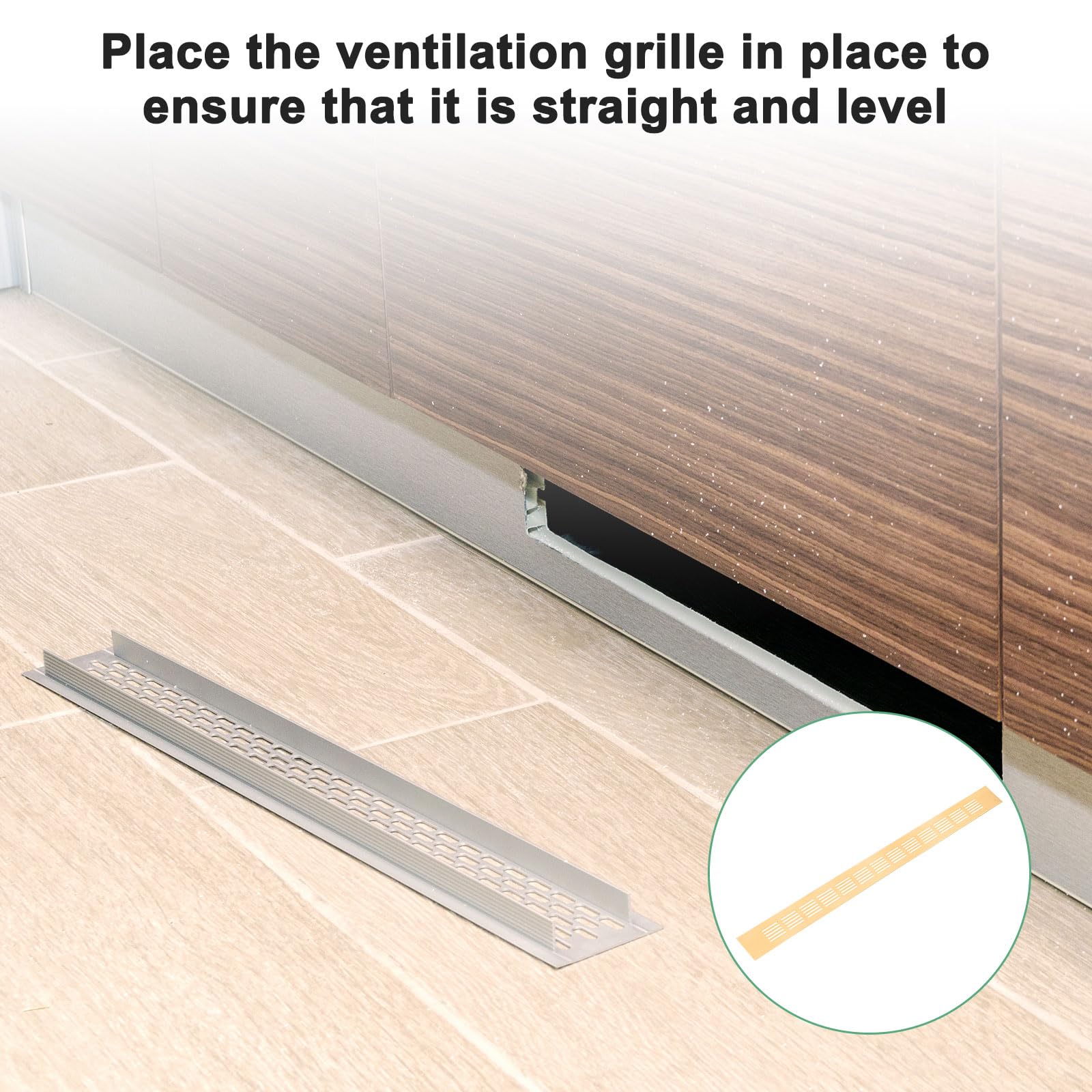 M METERXITY 1-Pack Door Vents for Interior Doors 20 x 2 Inch/ 500 x 50mm Aluminum Alloy Ventilation Grille for Cabinet/Wardrobe/Shoe Cabinet - Image 4