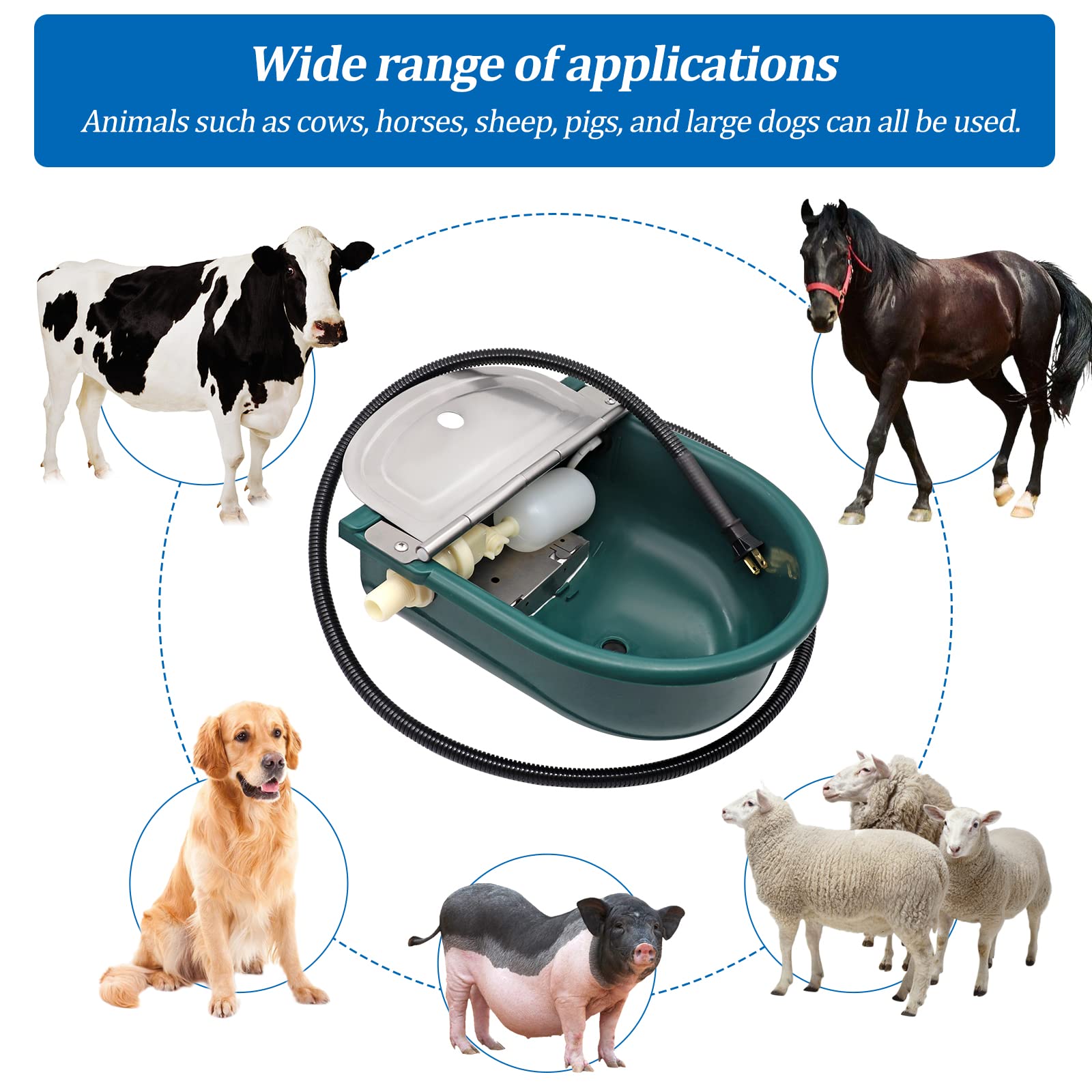 LIUCOGXI Cuenco de agua calentado para perro, bebedero automático para ganado, cuenco de agua con calefacción automática, cuenco de agua calentado automático, cuenco de agua para perros, caballos,