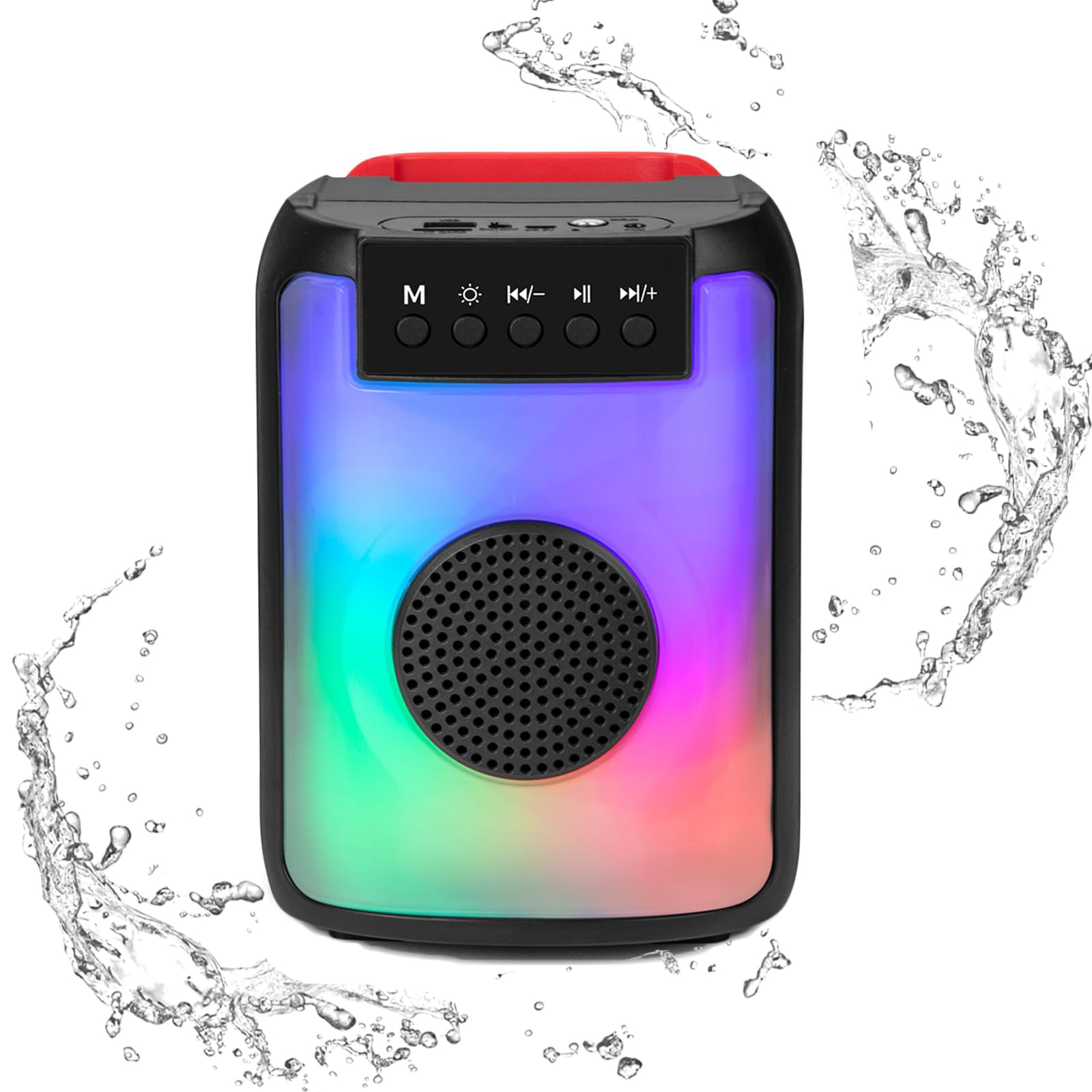 CRLKSSJX Bluetooth Speaker, IPX5 Waterproof Speaker with HD Sound, RGB Multi-Colors Rhythm Lights, Up to 8H Playtime, TWS Pairing, Portable Wireless Speakers for Home, Party, Outdoor, Beach