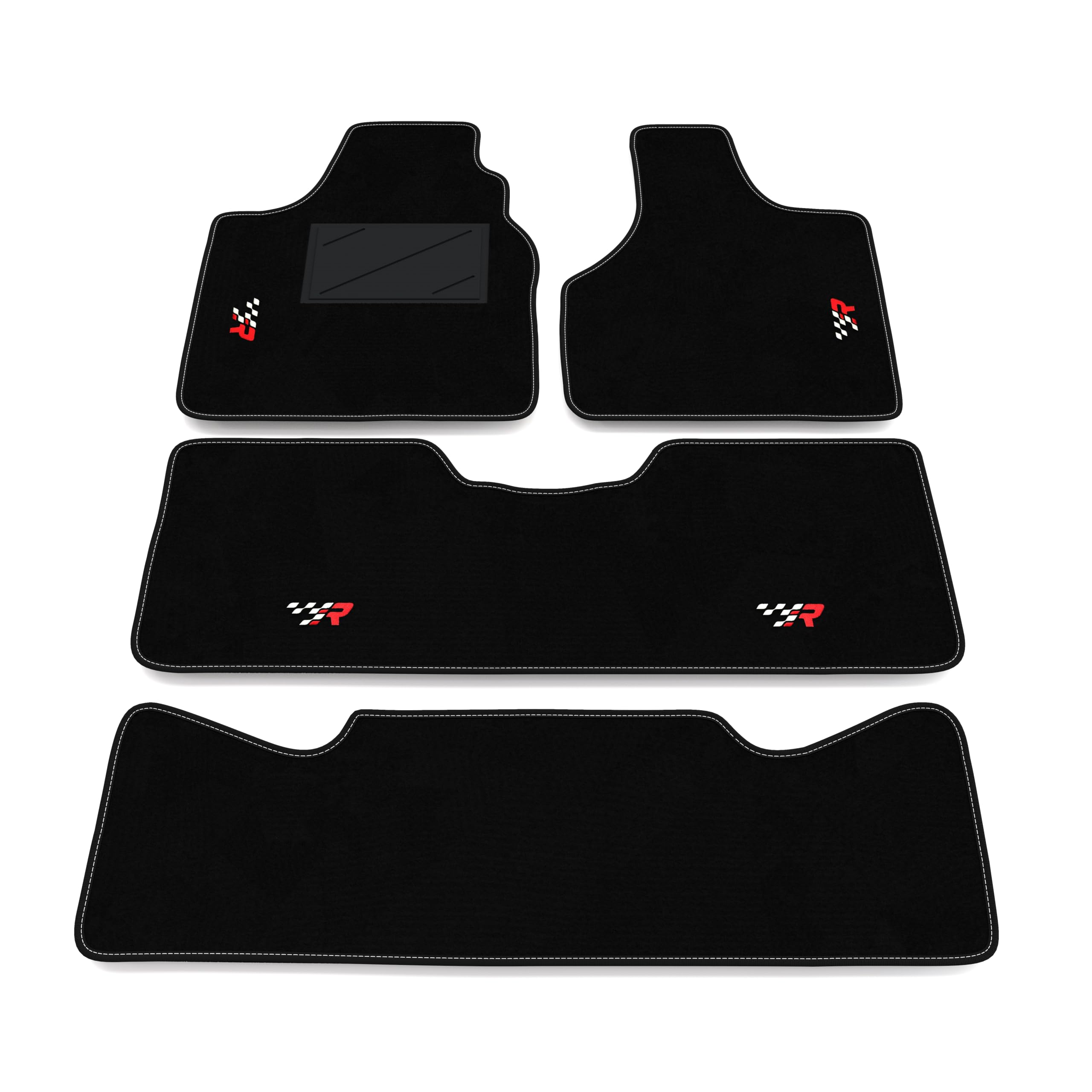 Set de Tapis de Voiture compatibles avec Chrysler Voyager 9 Places 1996-2000 - arrière uni | Tapis sur Mesure en Moquette, Broderie R Racing, sur Mesure