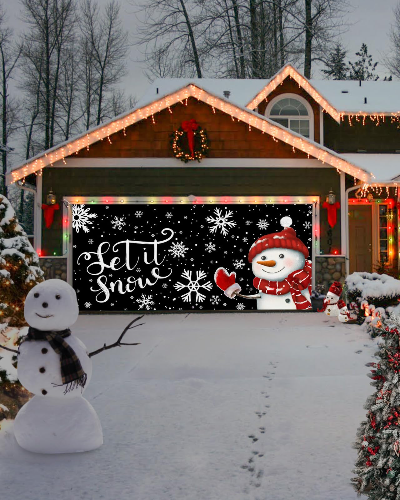 Korlon Tec 7 X 16 Ft Christmas Garage Door Cover Decorations, Merry Christmas Banner