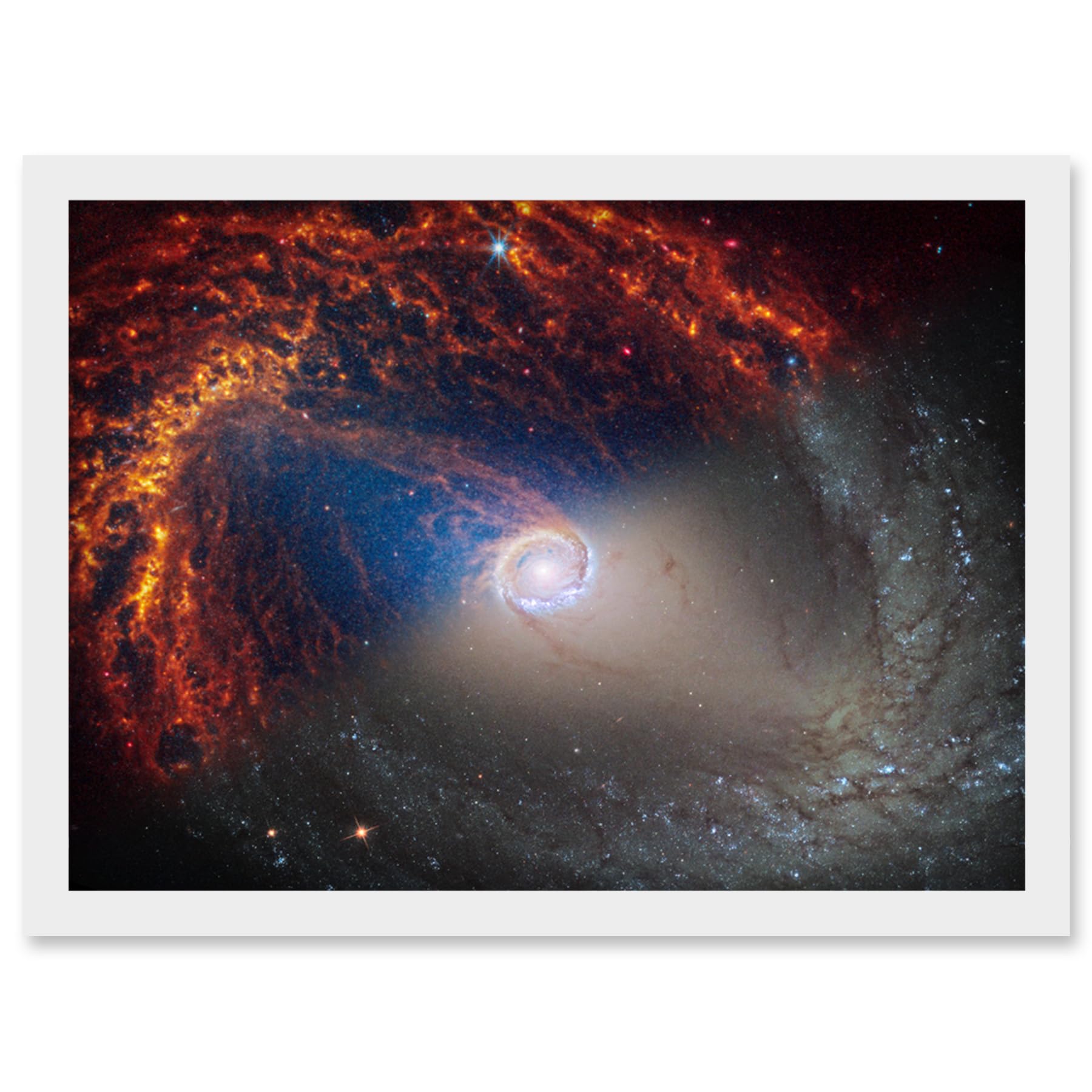 NASA Hubble James Webb Telescope Spiral Galaxy NGC 1512 Framed Art Print A4
