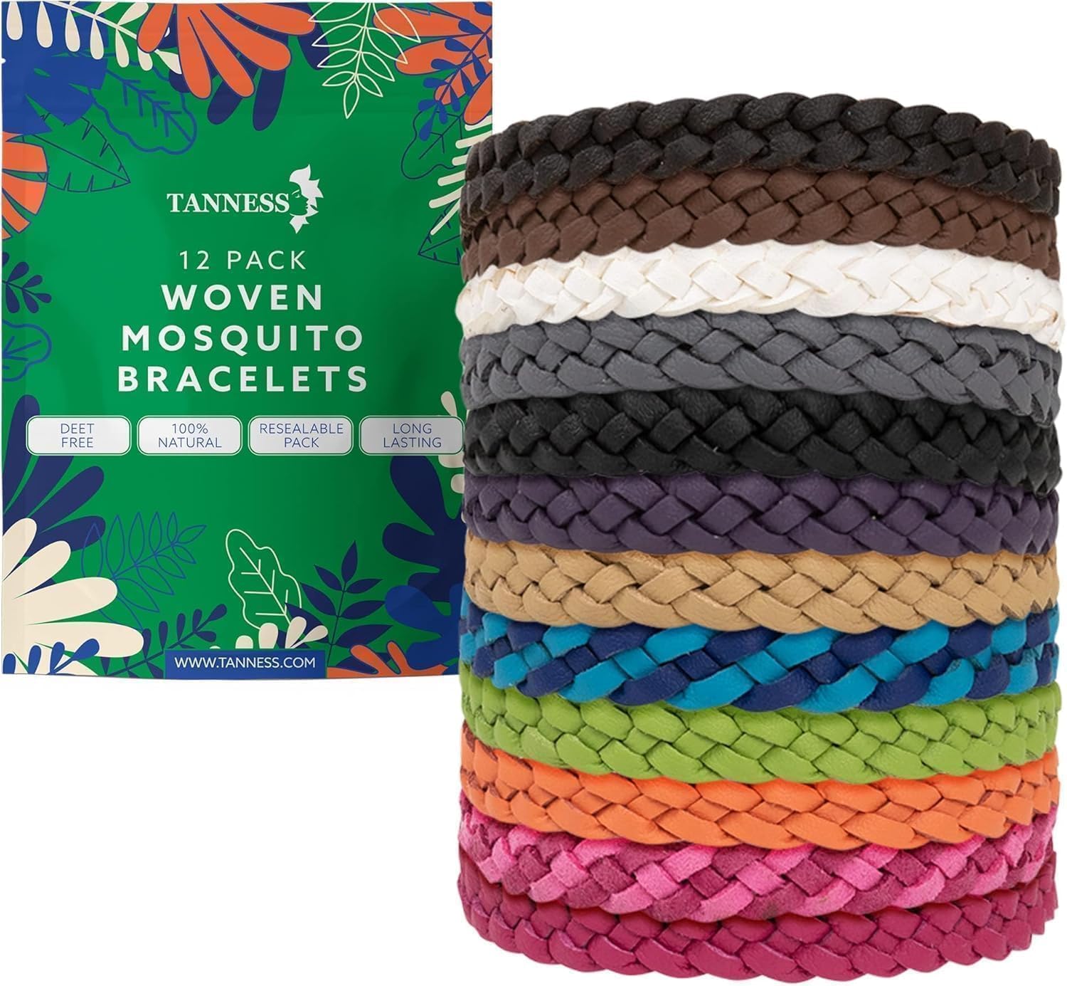 12 Pack Mosquito Repellent Bracelet - Long-Lasting Insect & Mosquito Bands, DEET-Free Insect Repellent Bracelet for Kids & Adults, Travel & Holiday Essentials for Outdoor Protection