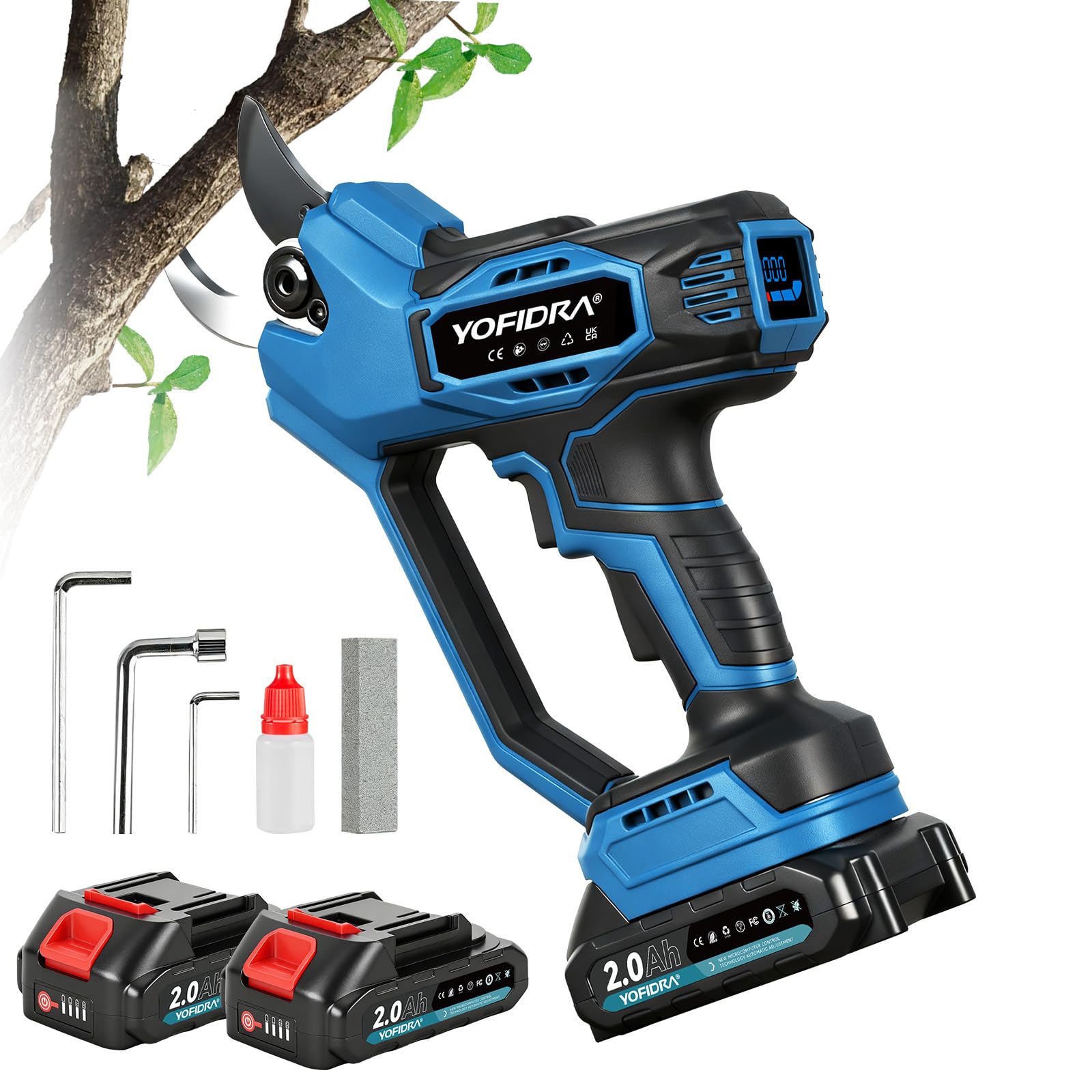 View 1 of ****USED UNKOWN IF MISSING PIECES****
Yofidra Electric Pruning Shears, 1.77" Cutting Diameter, Brushless Motor