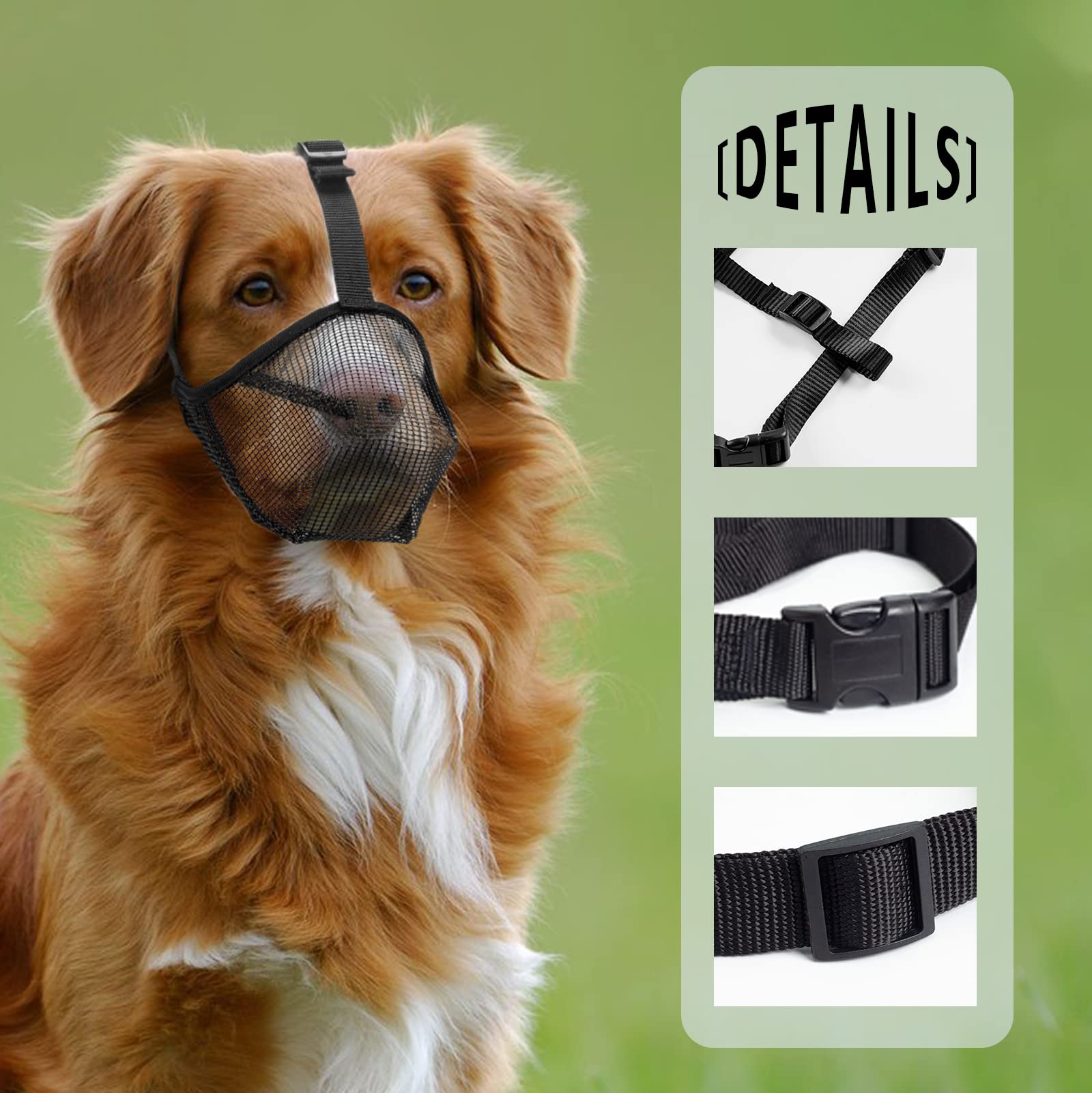Muilkorf voor grote en middelgrote honden, zacht netmateriaal om