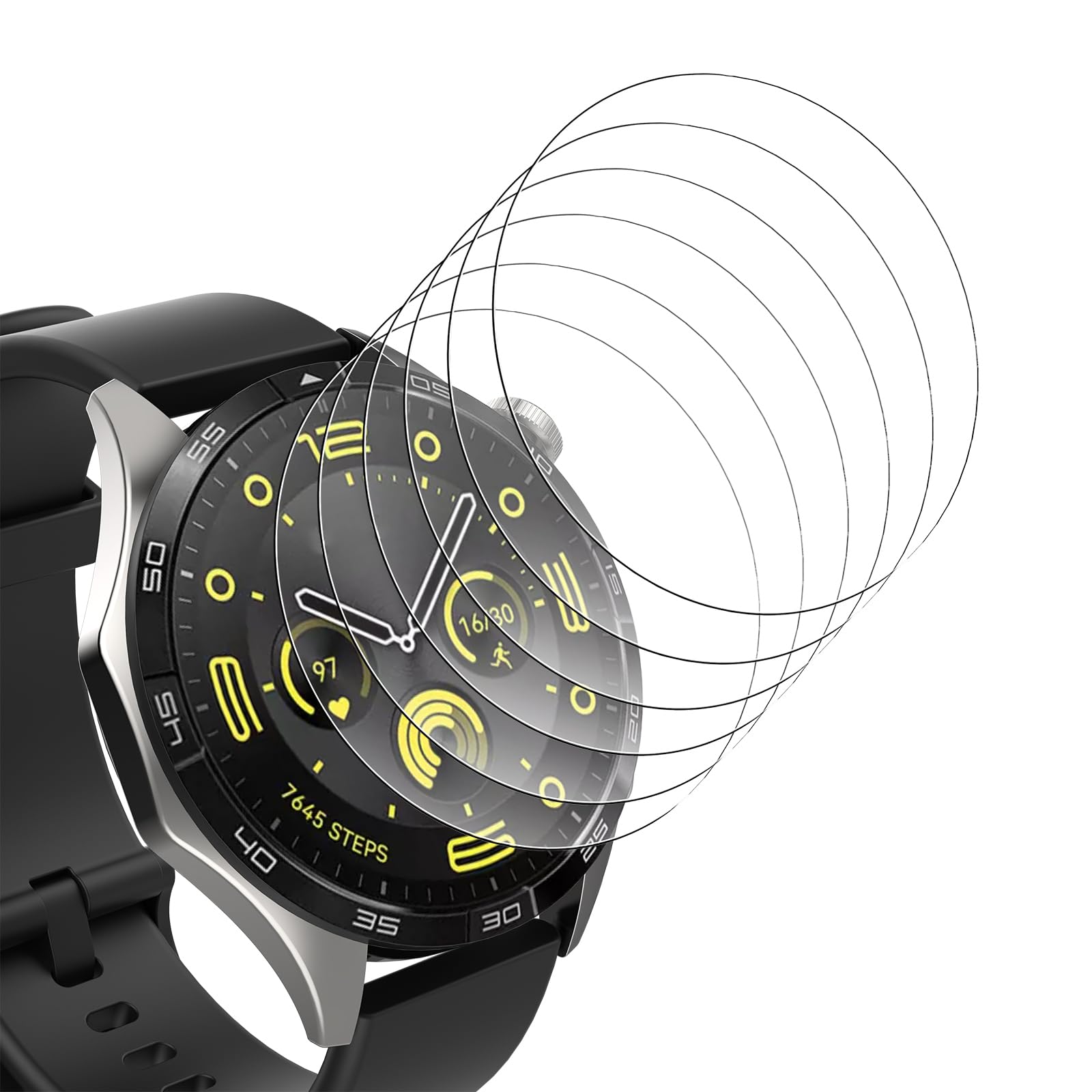6 Screen Protector Compatible with Huawei Watch GT 4/5/5 Pro/GT 6 46 mm, HD Tempered Glass Film, Anti-Scratch