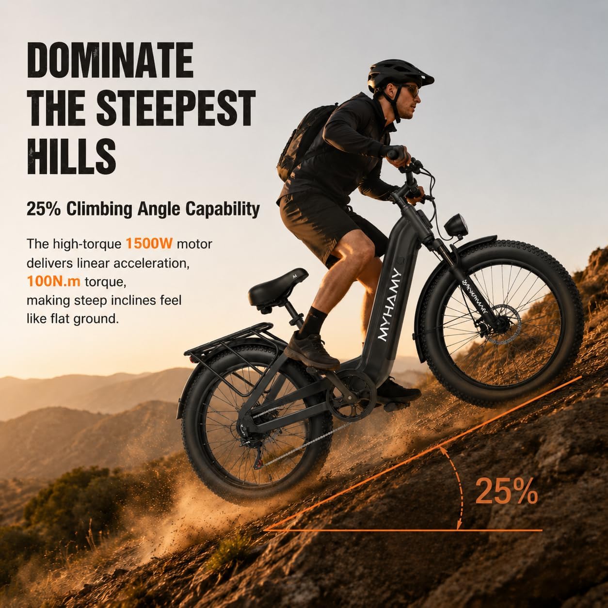 MEELOD Electric Bike for Adults, 1500W Peak Motor, 24" Fat Tire Ebike, 48V 18AH Removable Battery, 7-Speed, Low Step-Thru Electric Bicycle with LCD Display & LED Lights