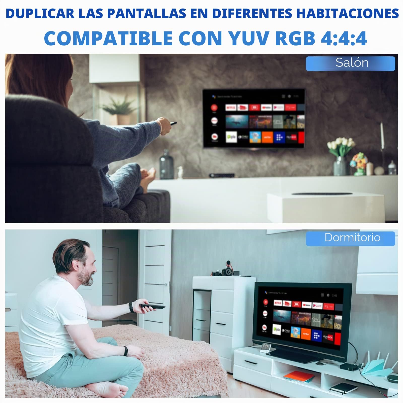 TCNEWCL Divisor HDMI 4K@60Hz 1 Entrada 4 Salidas, Splitter 1x4 1080P 120Hz, Distribuidor de Audio y Video para 4 Pantallas, Compatible Con HDMI 2.0 HDCP 2.3 3D UHD YUV RGB 4:4:4