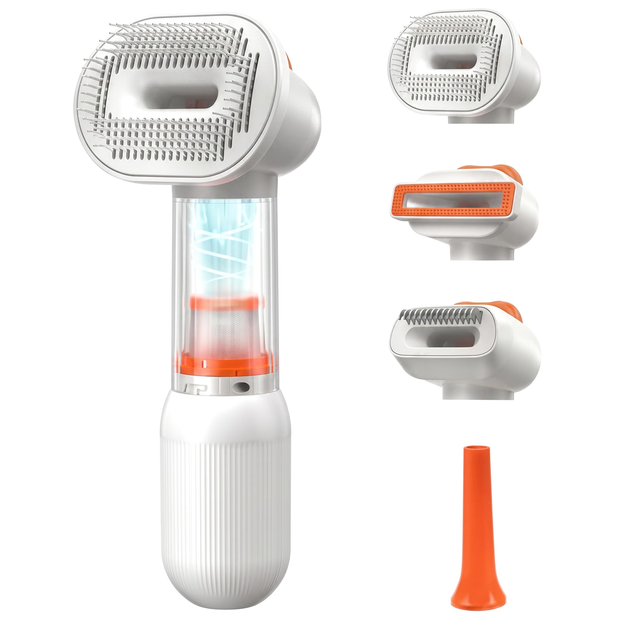 Aspirateur de toilettage pour chiens, brosse sans fil 4 en 1, blanc
