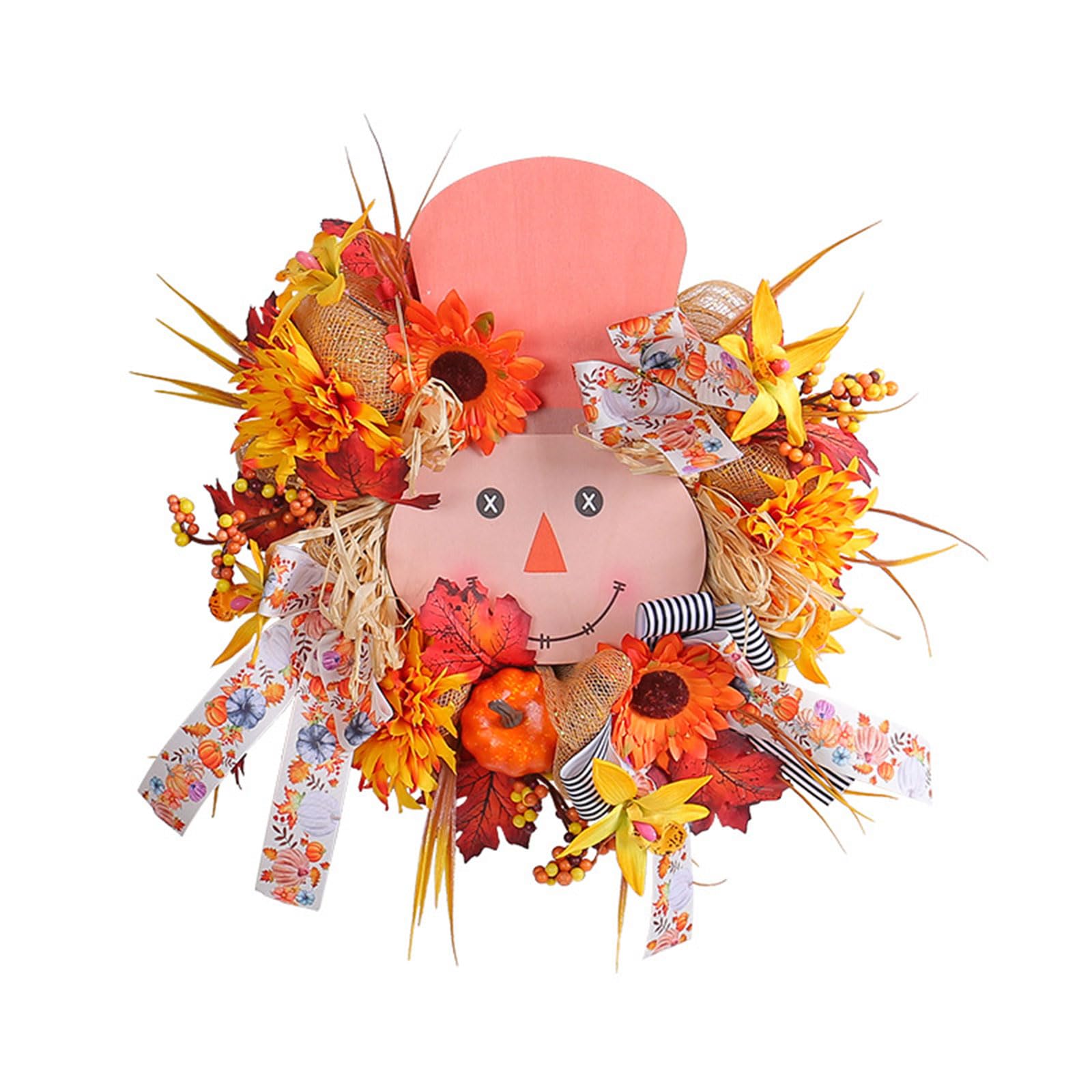 Kalttoy Autumn Maple Wreath Beautiful Fall Door Decoration for Thanksgiving and Home Decor 40cm Leave Wreath Thanksgiving Decoration