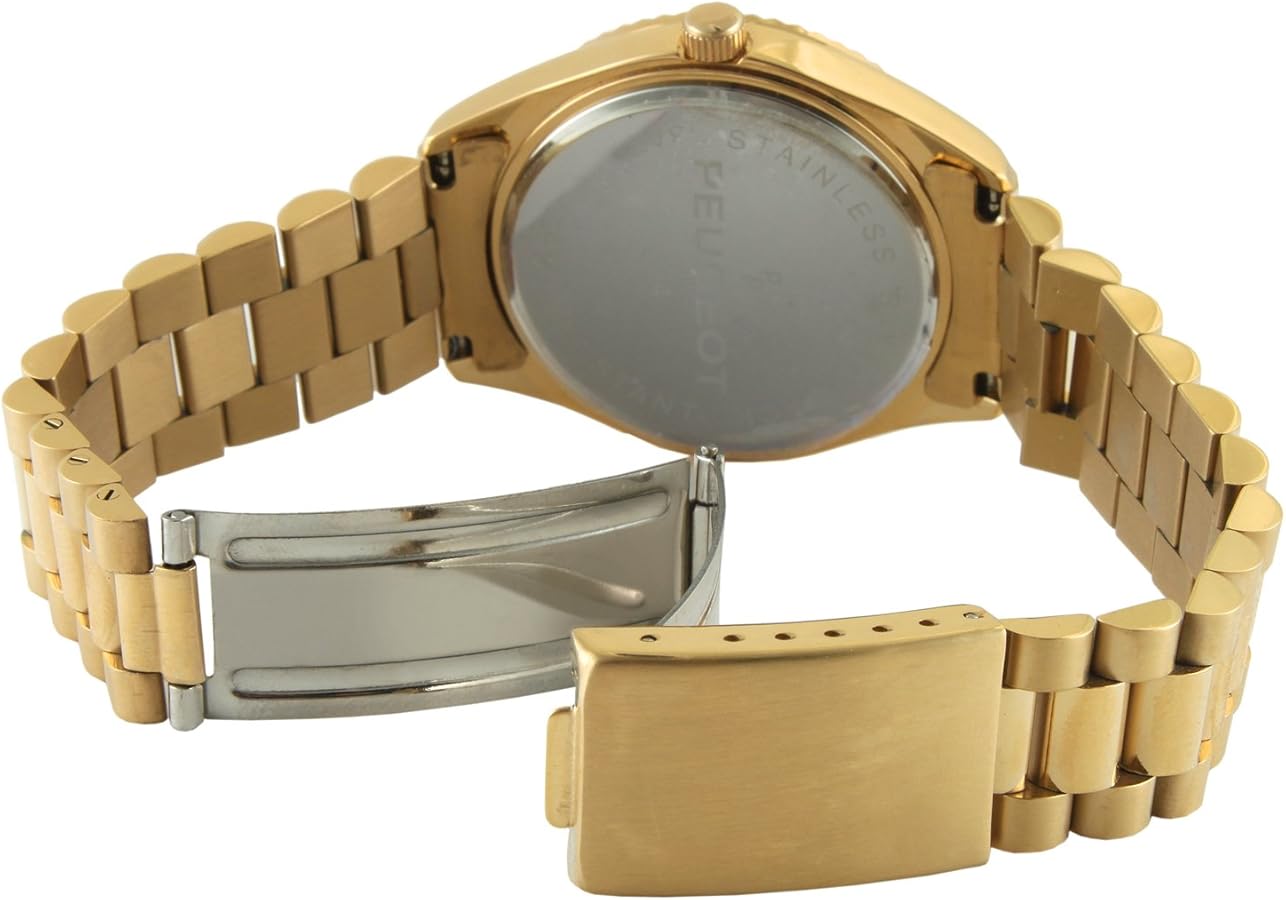 Amazon.com: Peugeot 14K All Gold Plated Big Face Luxury Watch with