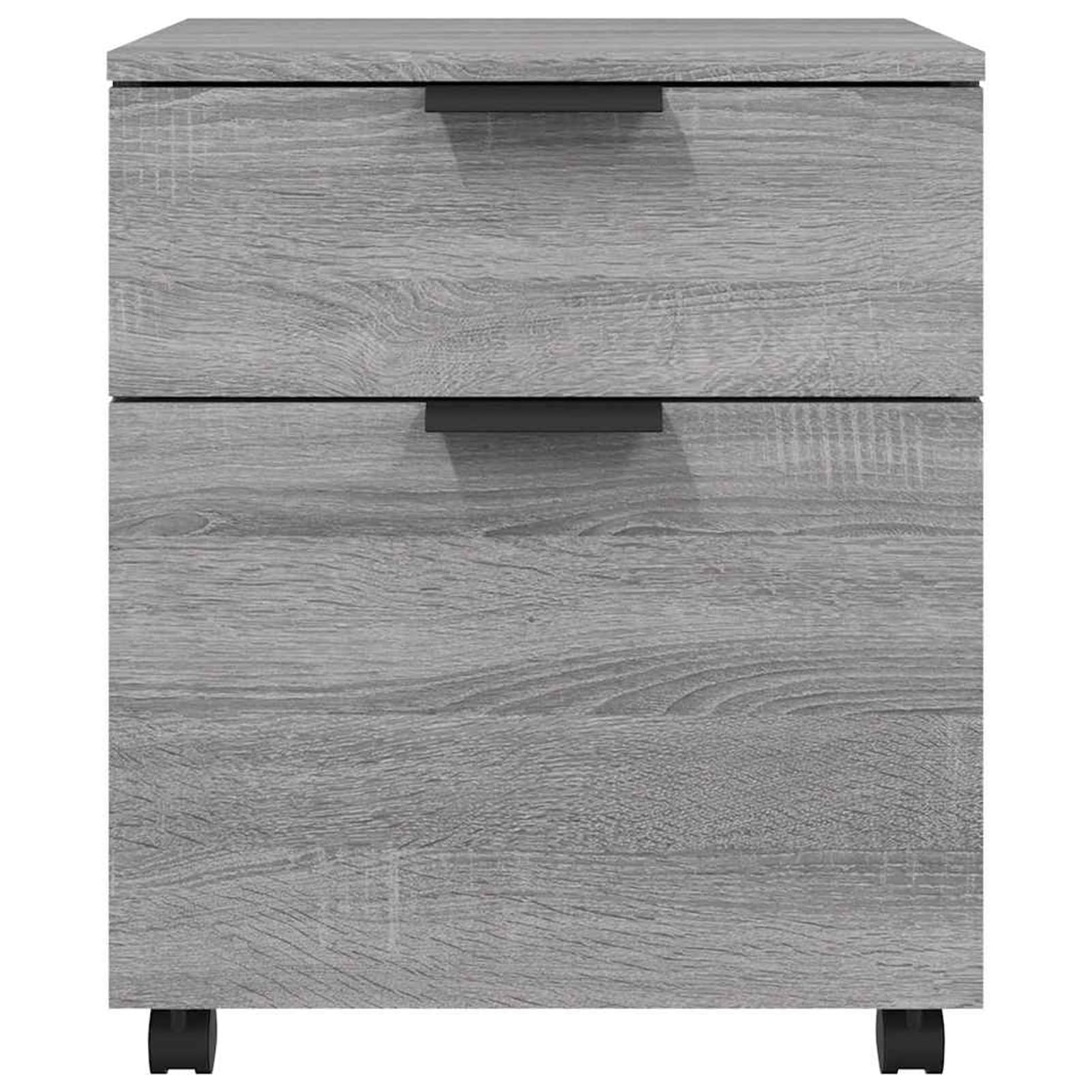 Mobiler Aktenschrank mit feststellbaren Rollen Grau Sonoma 45x38x54 cm Holzwerkstoff Büroorganisation