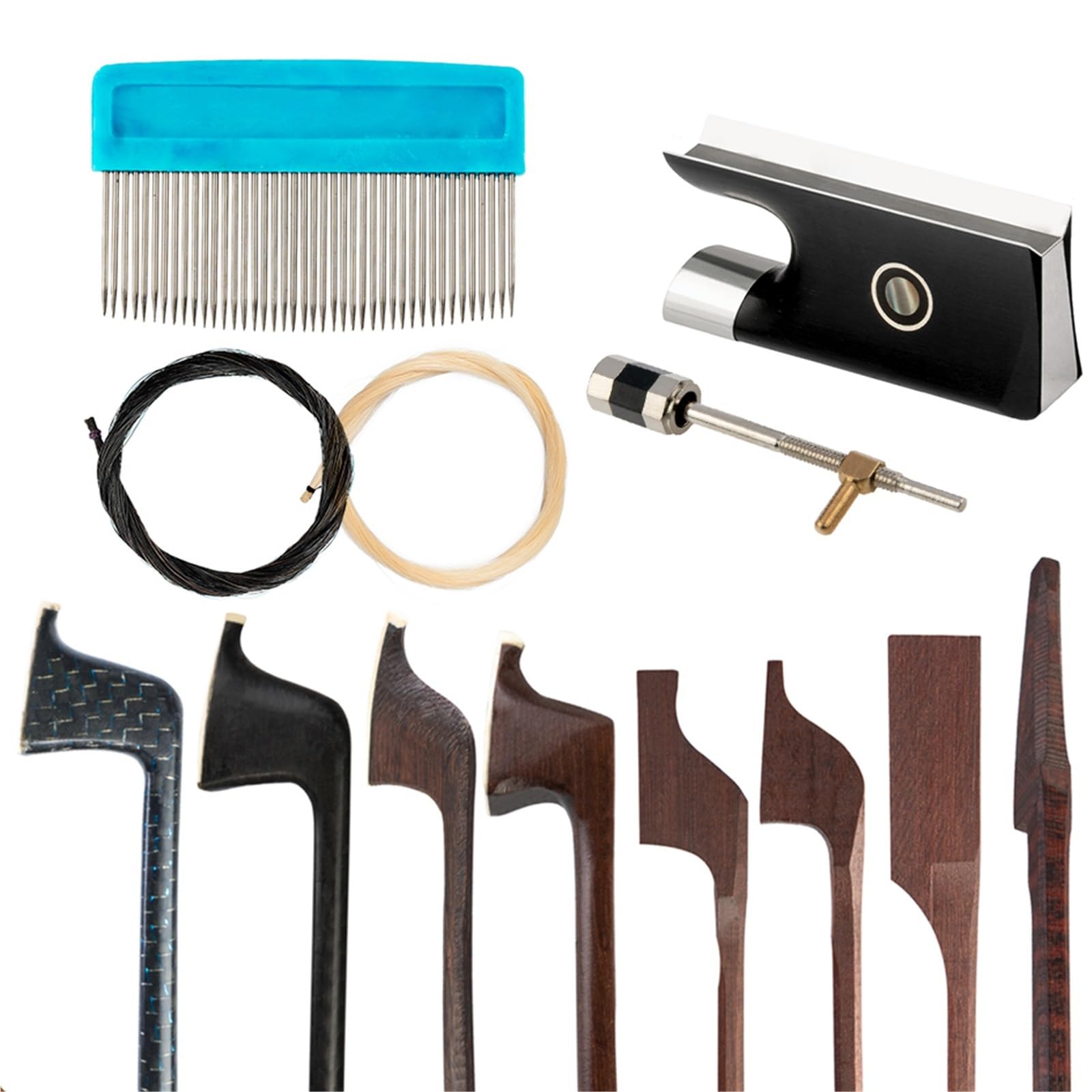 Arco Profesional De Violín Peine De Crin Caballo Tornillos Rana Ébano Piezas Para Arco Violín DIY Accesorios En Blanco Palo Fibra Carbono Madera Serpiente/madera Brasil(013)