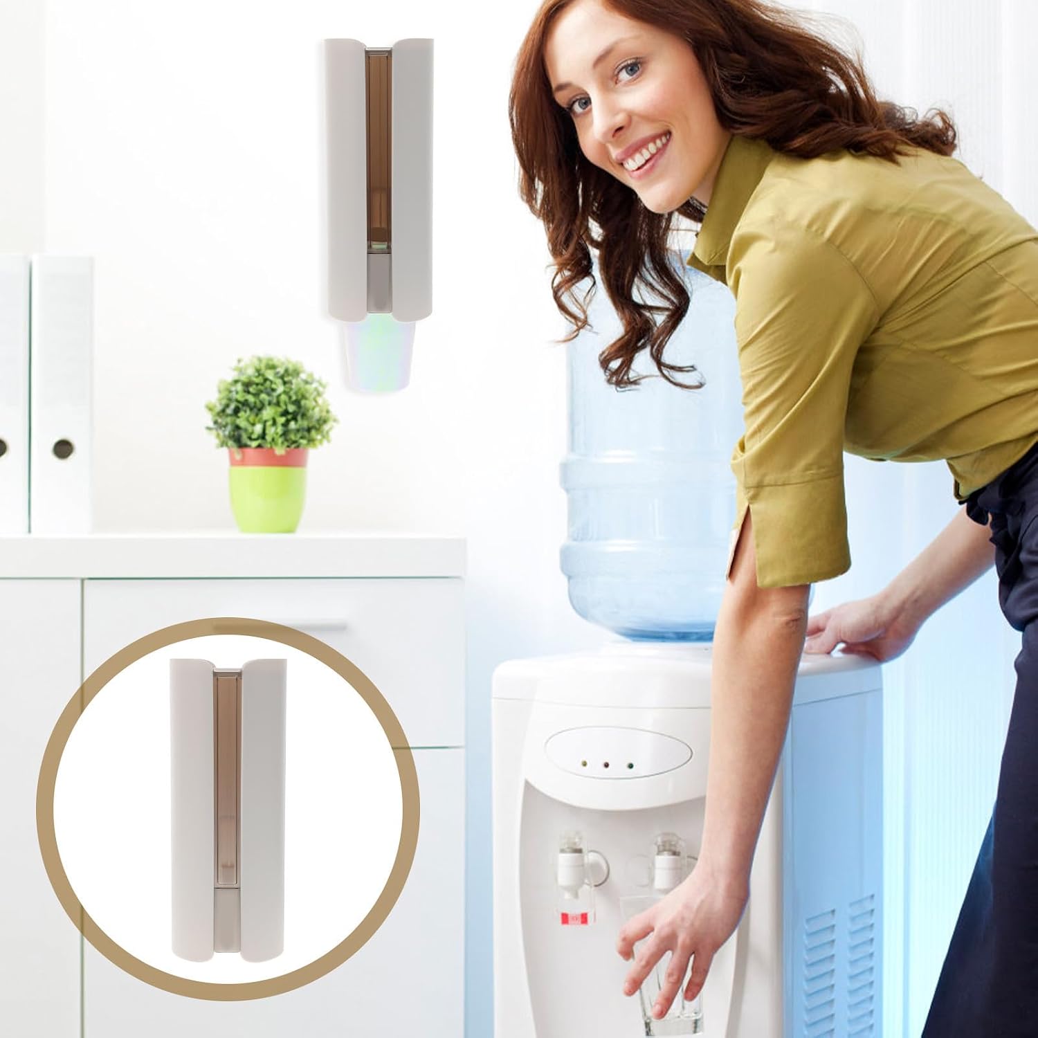Wall-Mounted Cup Dispenser, PP Holder with Visual Window