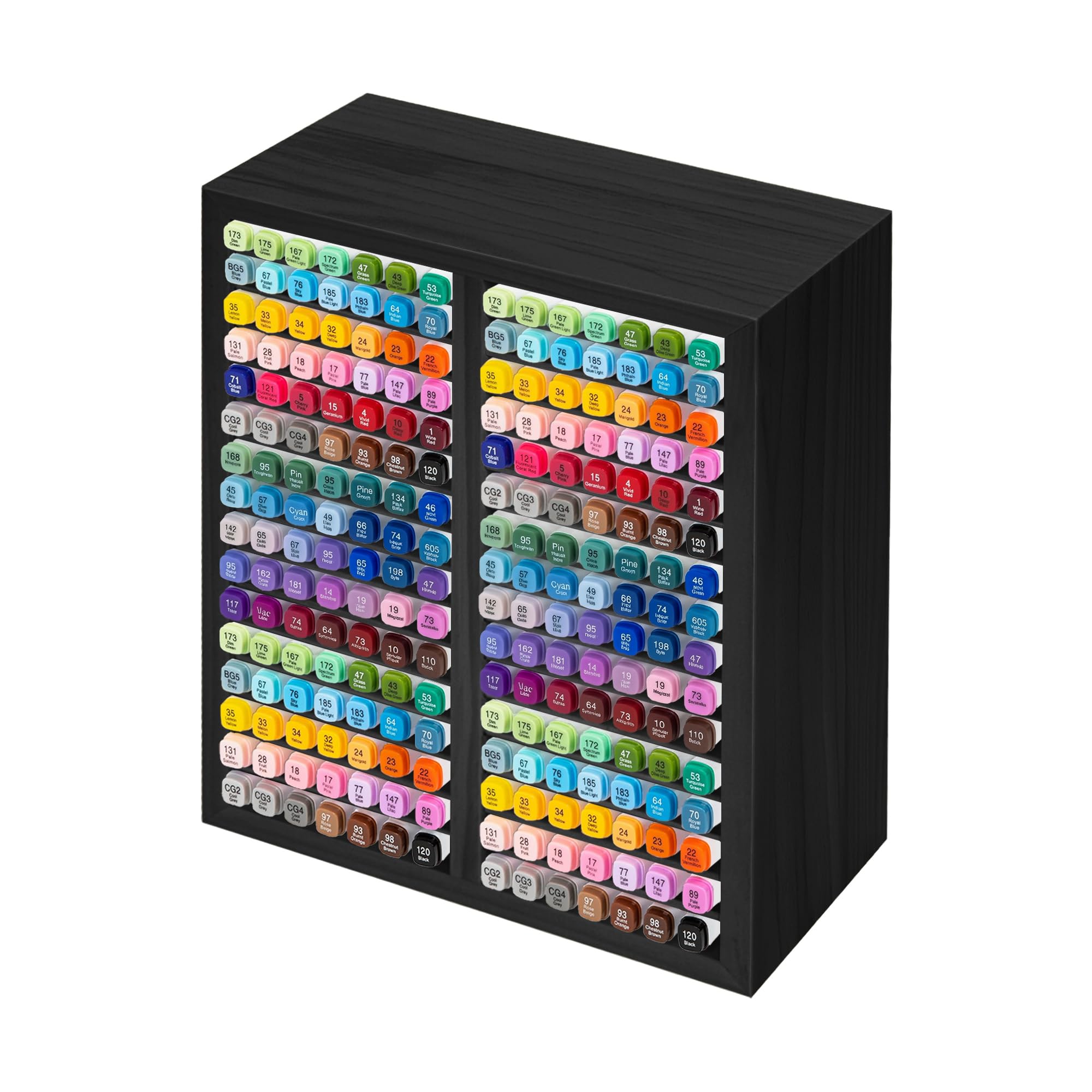 PROLEE Marker Storage Organizer for 224 Markers,Wooden Alcohol Marker Holder with 32 Slots,Markers Pens Pencils Art Supply Storage Rack for Desk Home