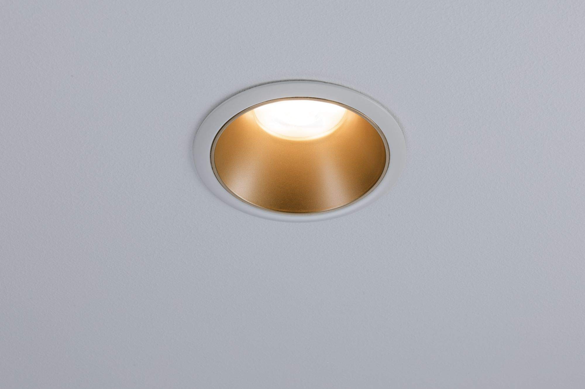 Paulmann 93396 oprawa wpuszczana Cole nieruchoma okrągła ściemniana reflektor wpuszczany biały mat. złoty spot alu. tw. szt. lampa wpuszczana GU10