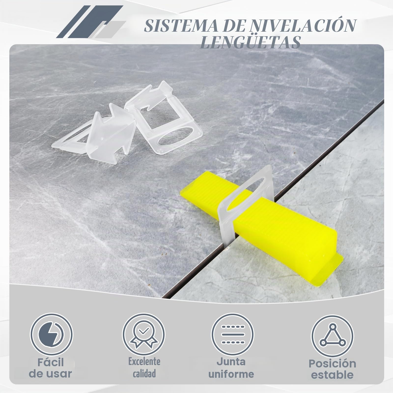 Sistema de nivelación de azulejos 1.5mm, 500 clips espaciadores de azulejos, Espaciadores de nivelación de azulejos de bricolaje para instalación de baldosas de cerámica