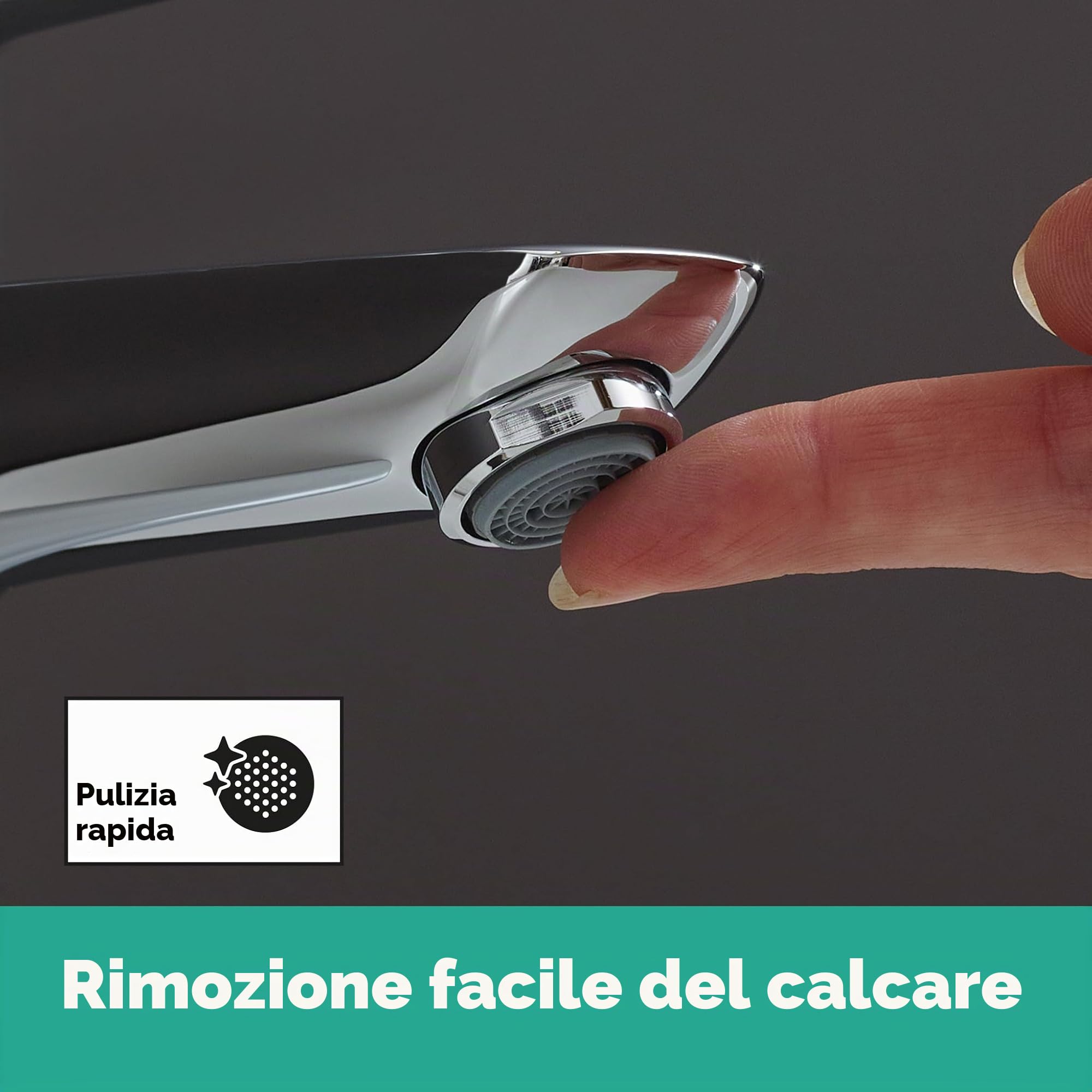 hansgrohe Talis E - Rubinetto per lavabo con push-open, Miscelatore lavabo risparmio idrico (EcoSmart) con altezza bocca 104 mm, cromo, 71711000