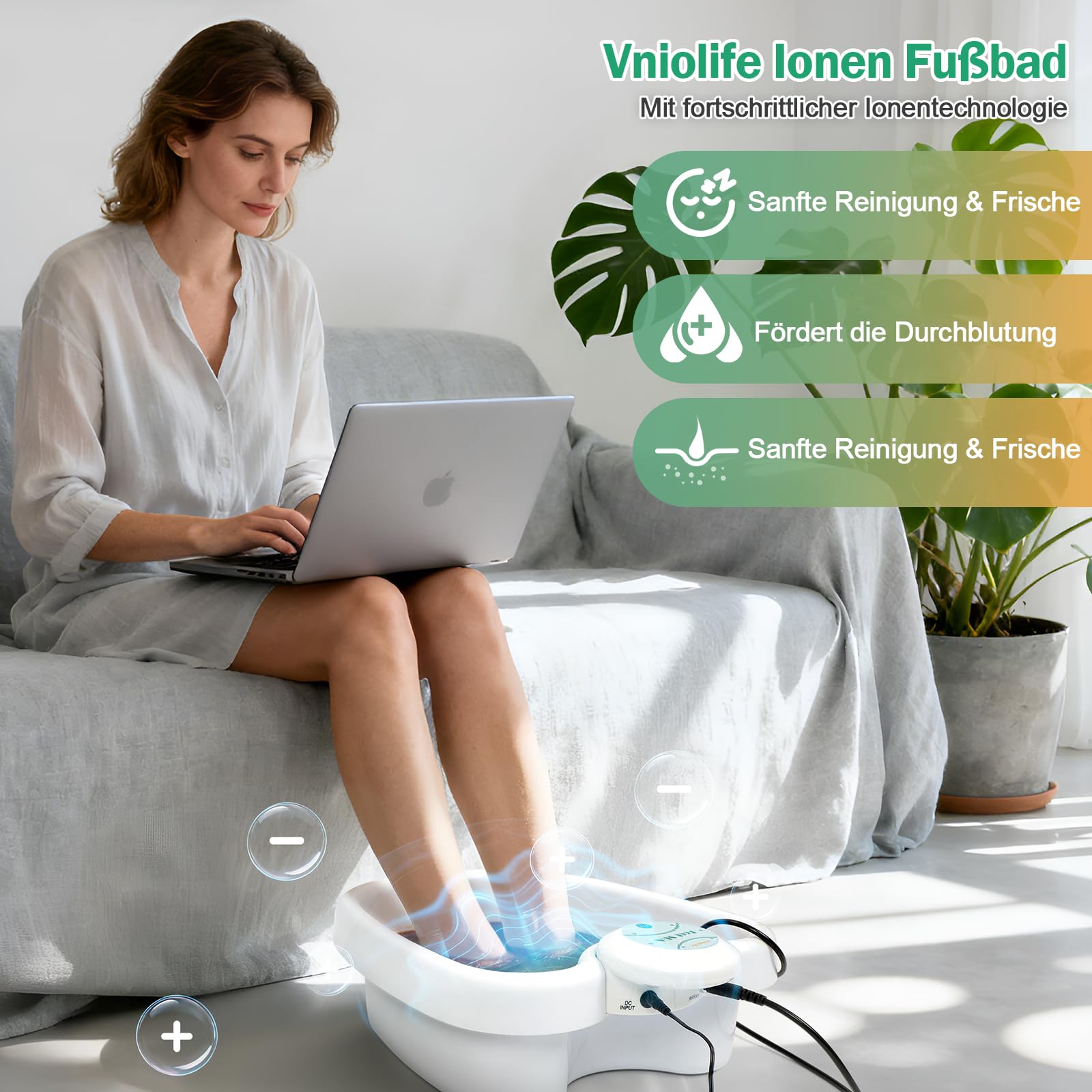 Ionen Fußbad, Professionelles Elektrolyse Fussbad mit 2 Arrays & Tragetasche Fußbadewanne, Detox Fussbad für Zuhause & Salon – Entspannt & belebt die Füße