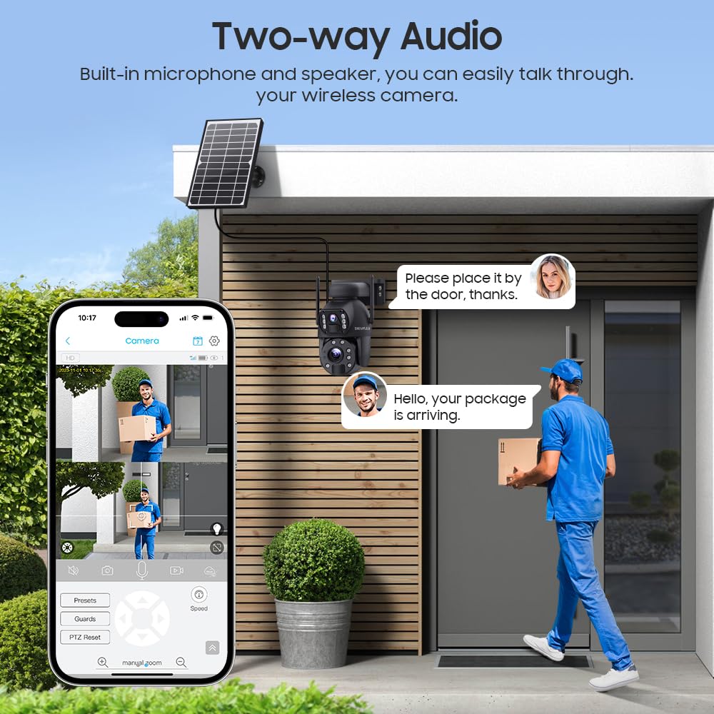SHIWOJIA Outdoor WiFi Camera, Floodlight Cam 5MP Surveillance Camera, Two-Way Audio, Color Night Vision, SD Card Slot