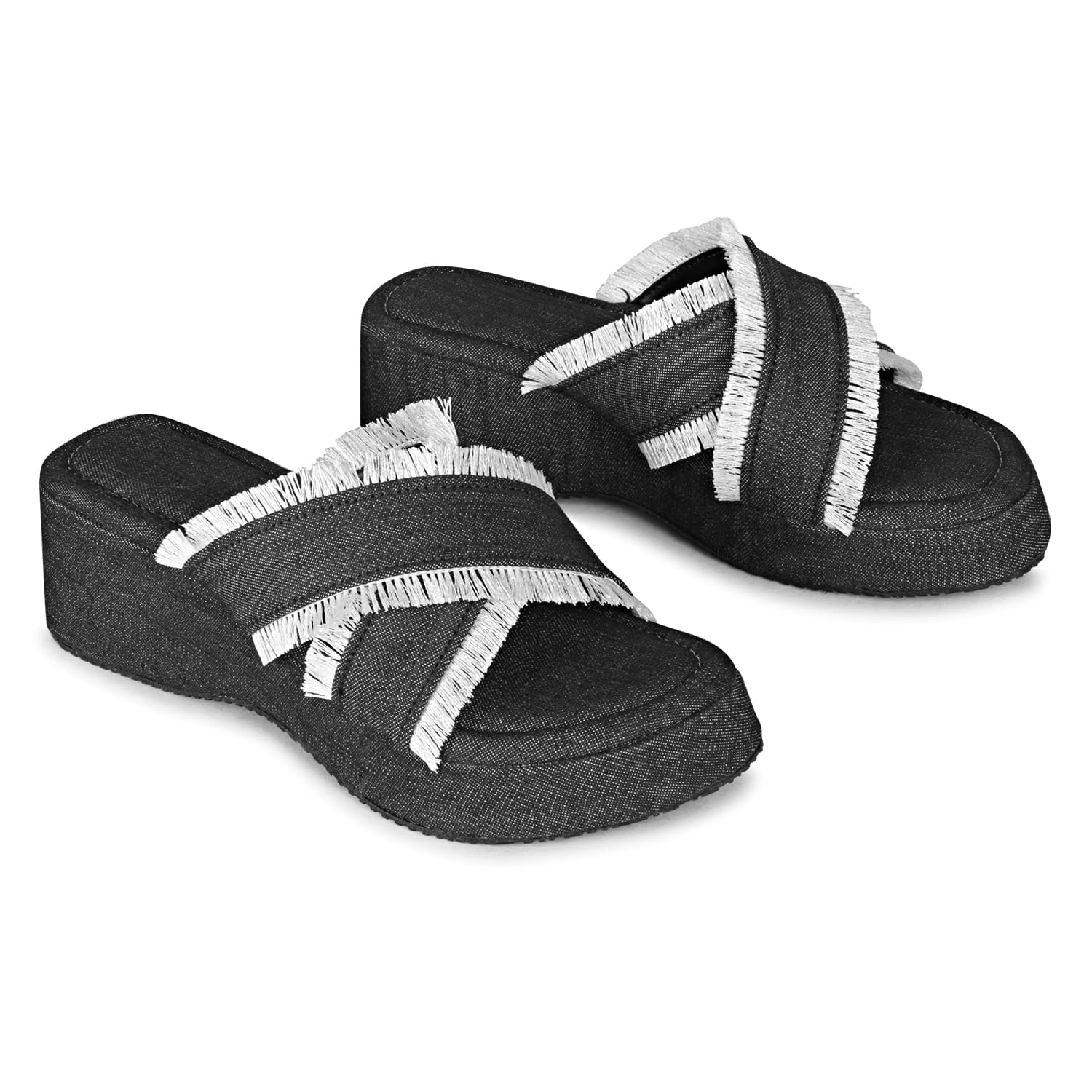 K KOMMY FASHIONS Denim | Jean | Canvas Platform Wedges Heels Sandals with Comfortable Sole for Womens & Girls Denim Platform Heels | Jean Platform Heels | Canvas Platform Heels (Blue, 8) (B0CTMSLN3Z) Amazon Price History, Amazon Price Tracker