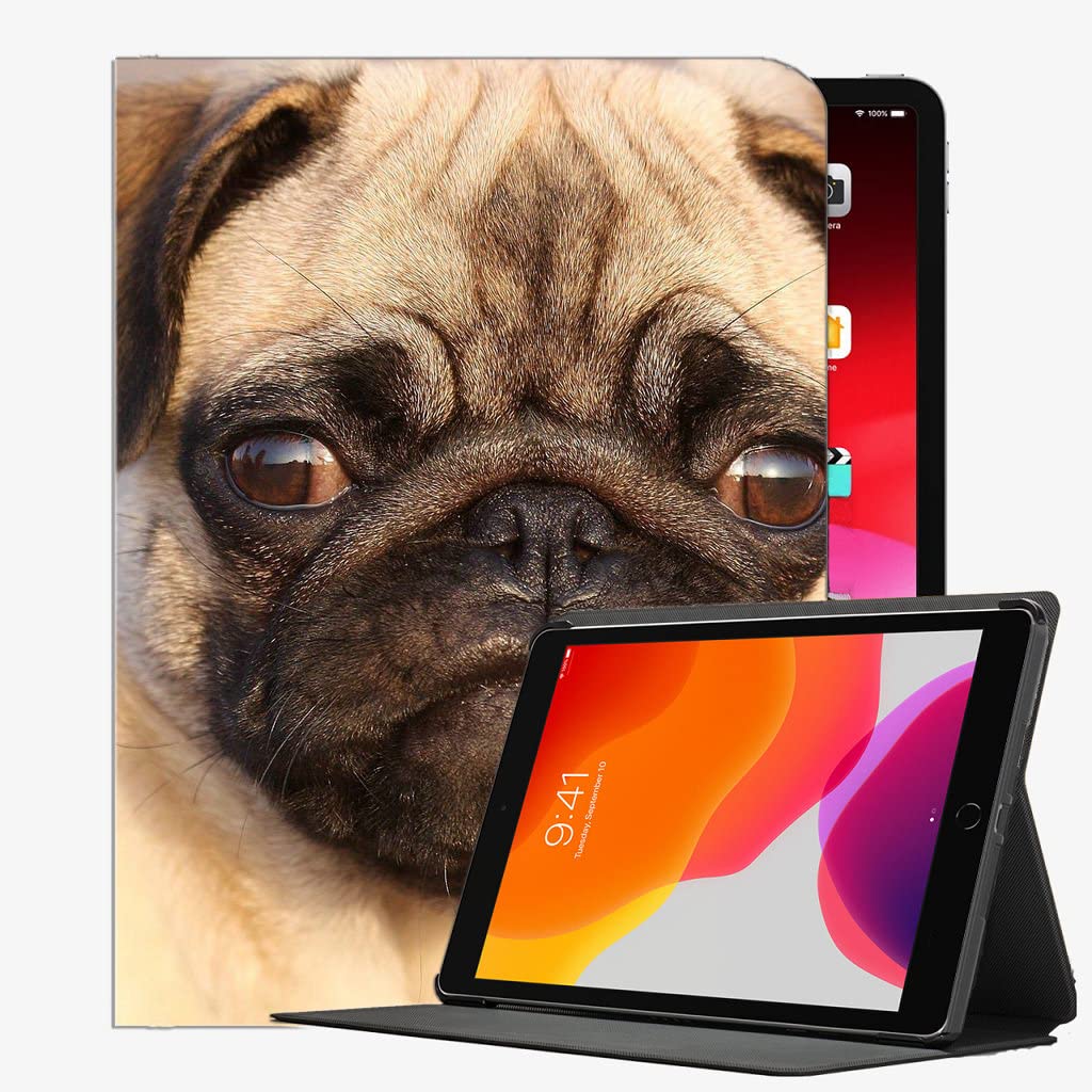 Flying pig man Case for iPad Air 10.5 (3rd Gen) 2019 / iPad Pro 10.5 2017 with Pencil Holder,Pug Face Eyes Puppy PU Leather Folio Smart Cover with Auto Sleep Wake