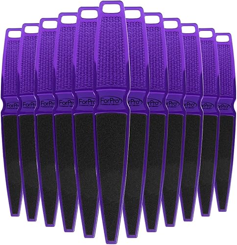 ForPro - Lima de pie de pedicura desechables para talones, grano 120180, morado, 10 pulgadas de largo, paquete de 12