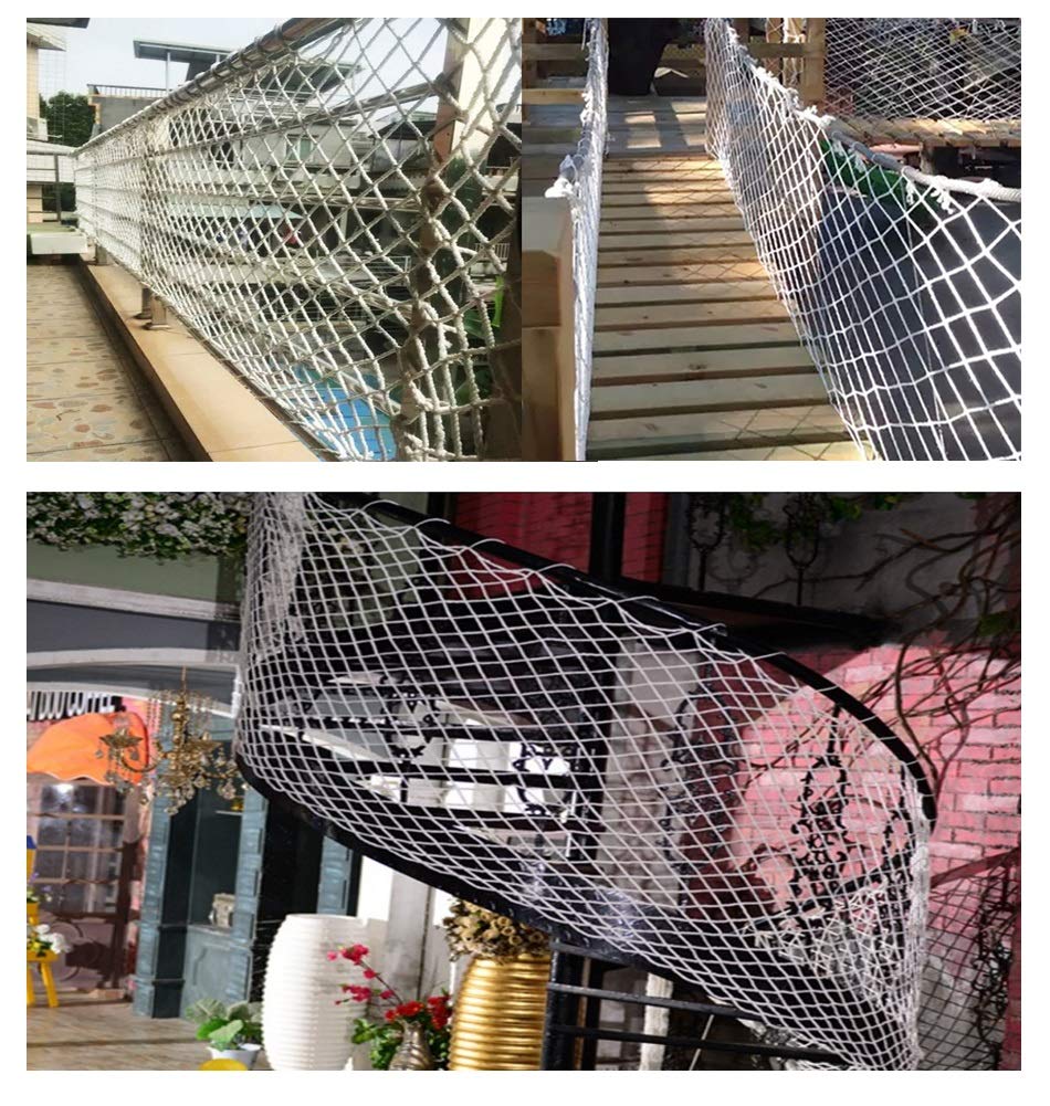 Kindersicherheitsnetz für Treppen, Balkon und Geländer – Babyschutz für Geländer, Torrücklaufnetz, Klettern und Gartennetz (Weiß, 2 x 3 m)
