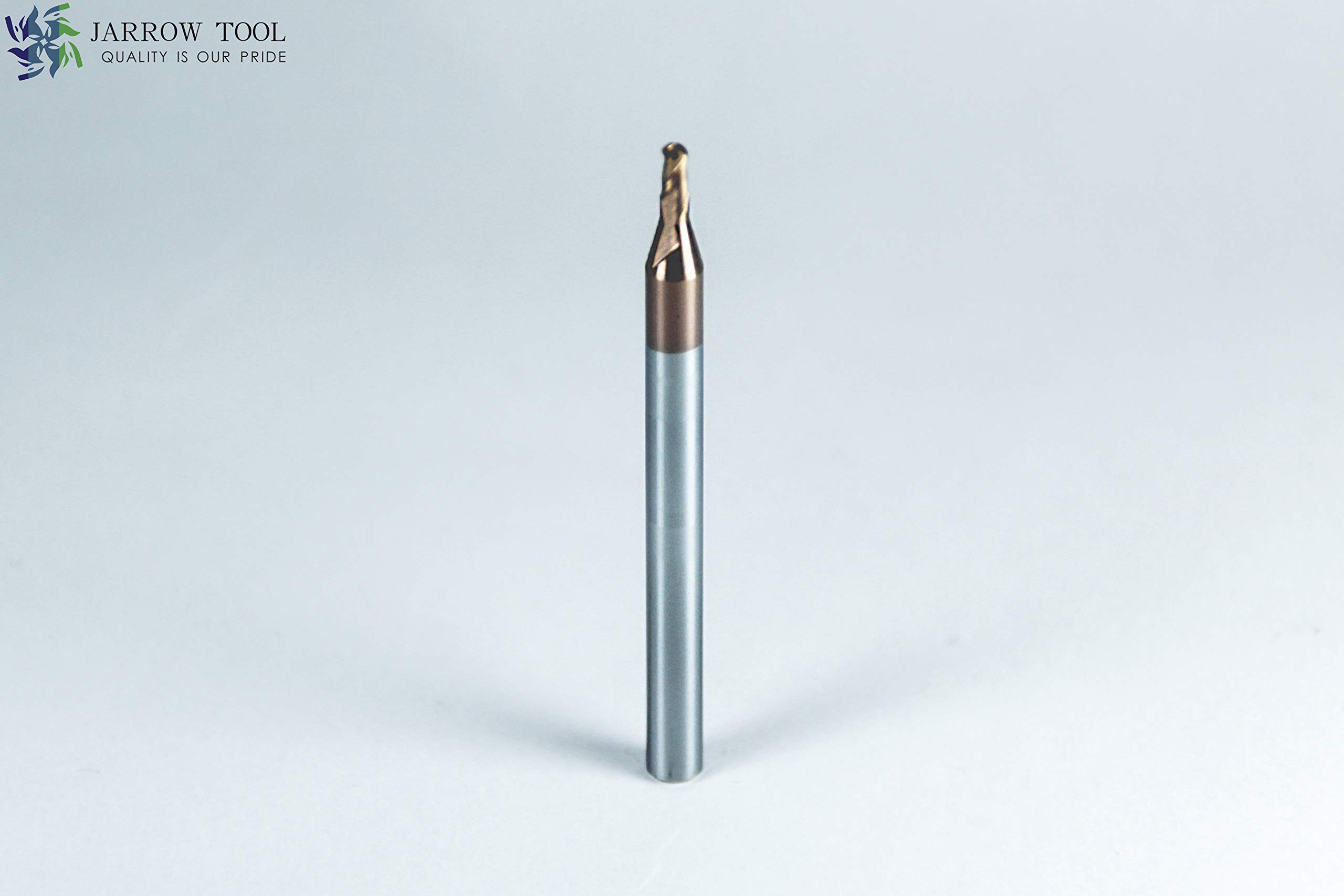 Fresa per fresatura a sfera in carburo per macchine CNC, per acciai legati/metalli induriti - 2 flauti - 55HRC TiAlN rivestito (5 pezzi, 3/32)