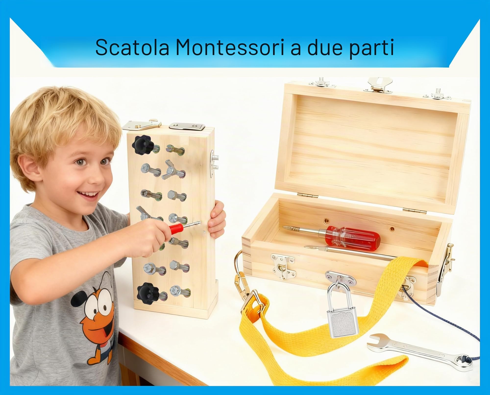 Giochi Montessori 3 Anni, Attrezzi in Legno Bambini, Cacciavite Giocattoli, Giocattoli di Abilità Motorie, Attrezzi in Legno Bambini Montessori Giochi, per Regalo Bambina Bimbo (Montessori B)