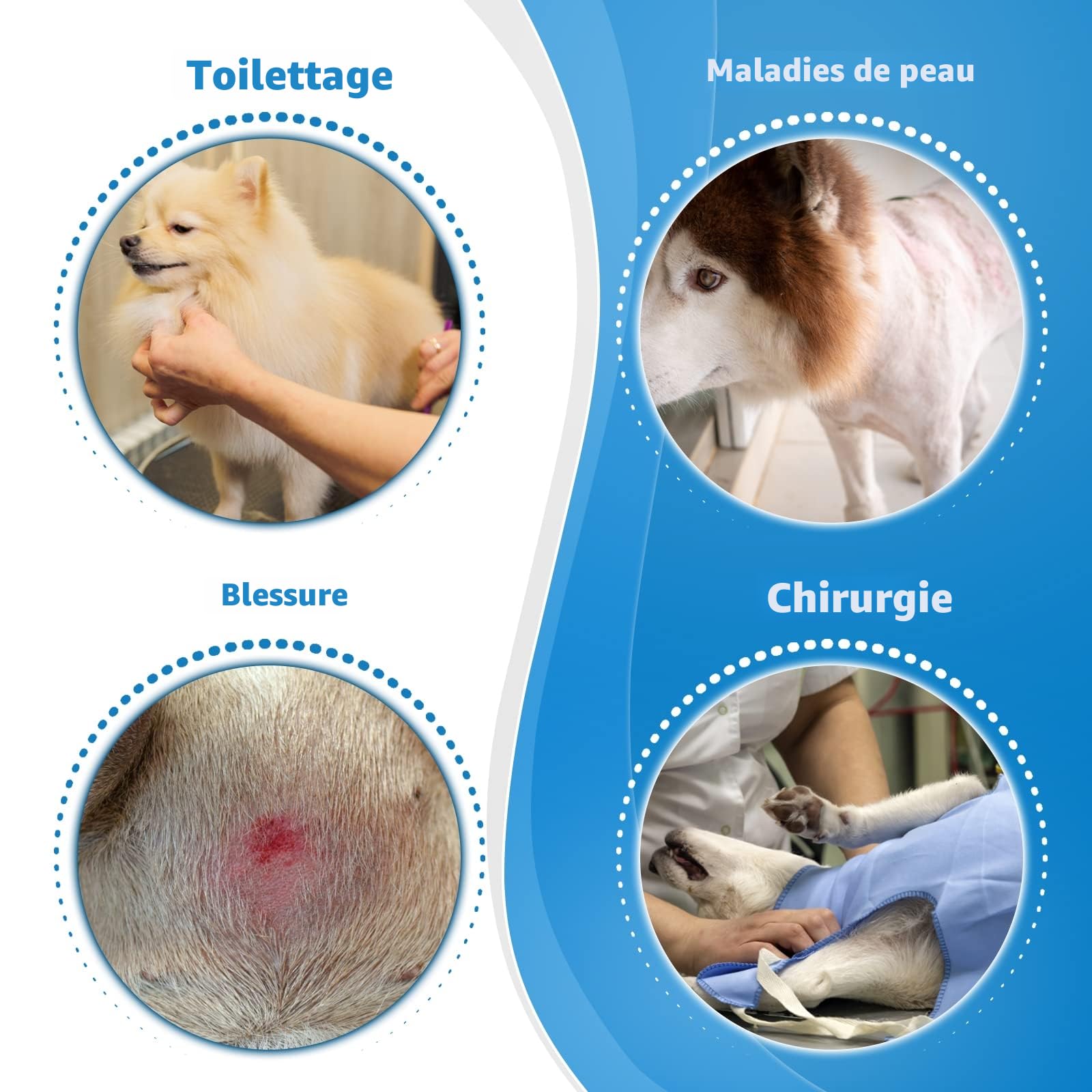 Collerette Chien, Collerette pour Chien Anti Lechage et Grattage, Collerettes Souple Transparente pour Chiens, Ajustable Collier de Récupération Chiens, Cône de Cicatrisation Respirant (Gray, Size 6)