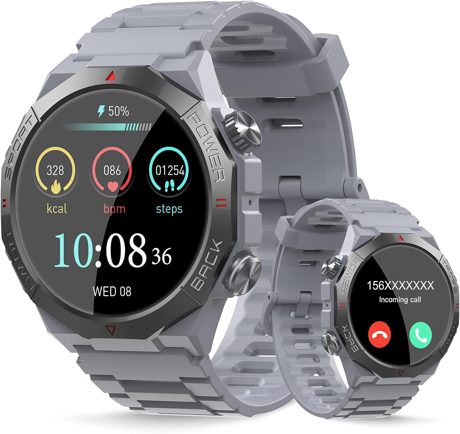 Soudorv Reloj Inteligente Hombre Mujer con Llamadas, 1.39" Militar Smartwatch con 110+ Modos Deportivos, Monitor de Ritmo Cardíaco y Sueño. Pulsera Actividad IP68 Impermeable para Android iOS