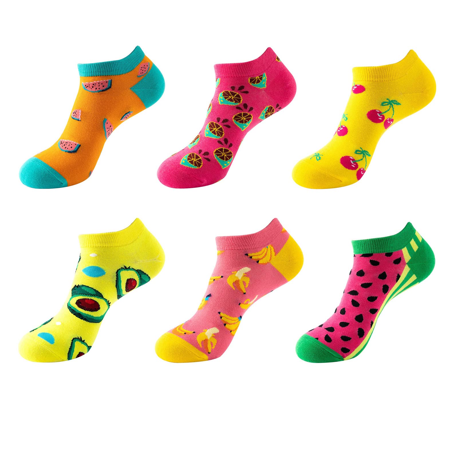 LifefluentFunny Novelty Odd socks, Invisible Non Slip Ankle Socks for Women size 4-7 Multipack 6 Pairs