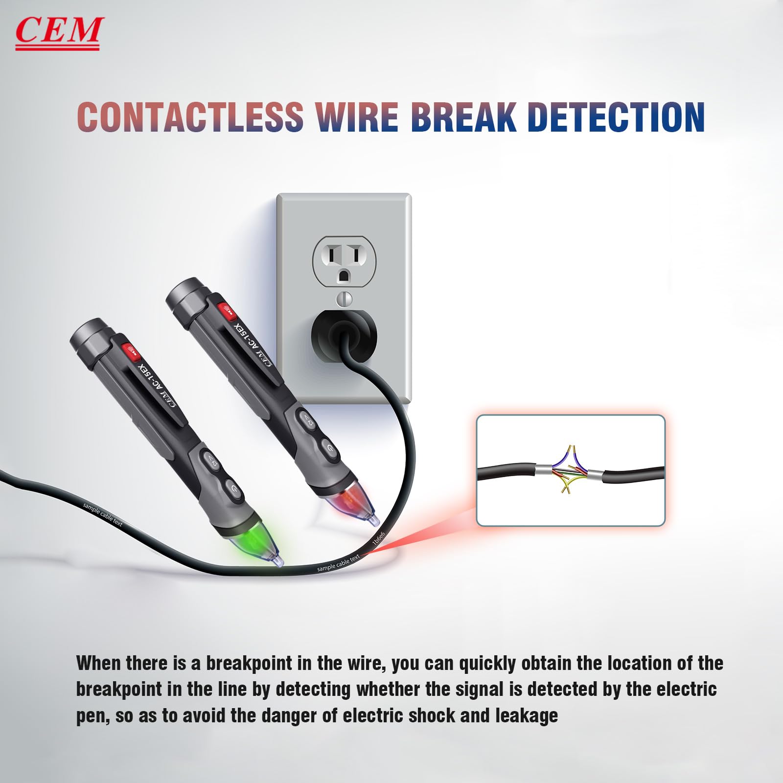 CEM AC-15EX Voltage Tester,Non-Contact Volt Tester, with Dual Range AC 12V-1000V/100V-1000V, Live/Null Wire Tester, Buzzer Alarm, Wire Breakpoint Finder, Flashlight, Ex ib IIB T4 (ATEX) — Amazon image 7