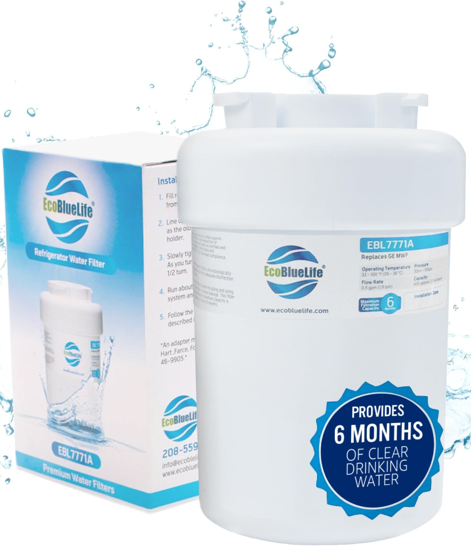 Sponsored Ad - EcoBlueLife Refrigerator Water Filter Replacement using Renewable Activated Carbon. Easy Install Fridge Filter Replacement. Filters up to 300 Gallons of water, 6 Months of Purified Water