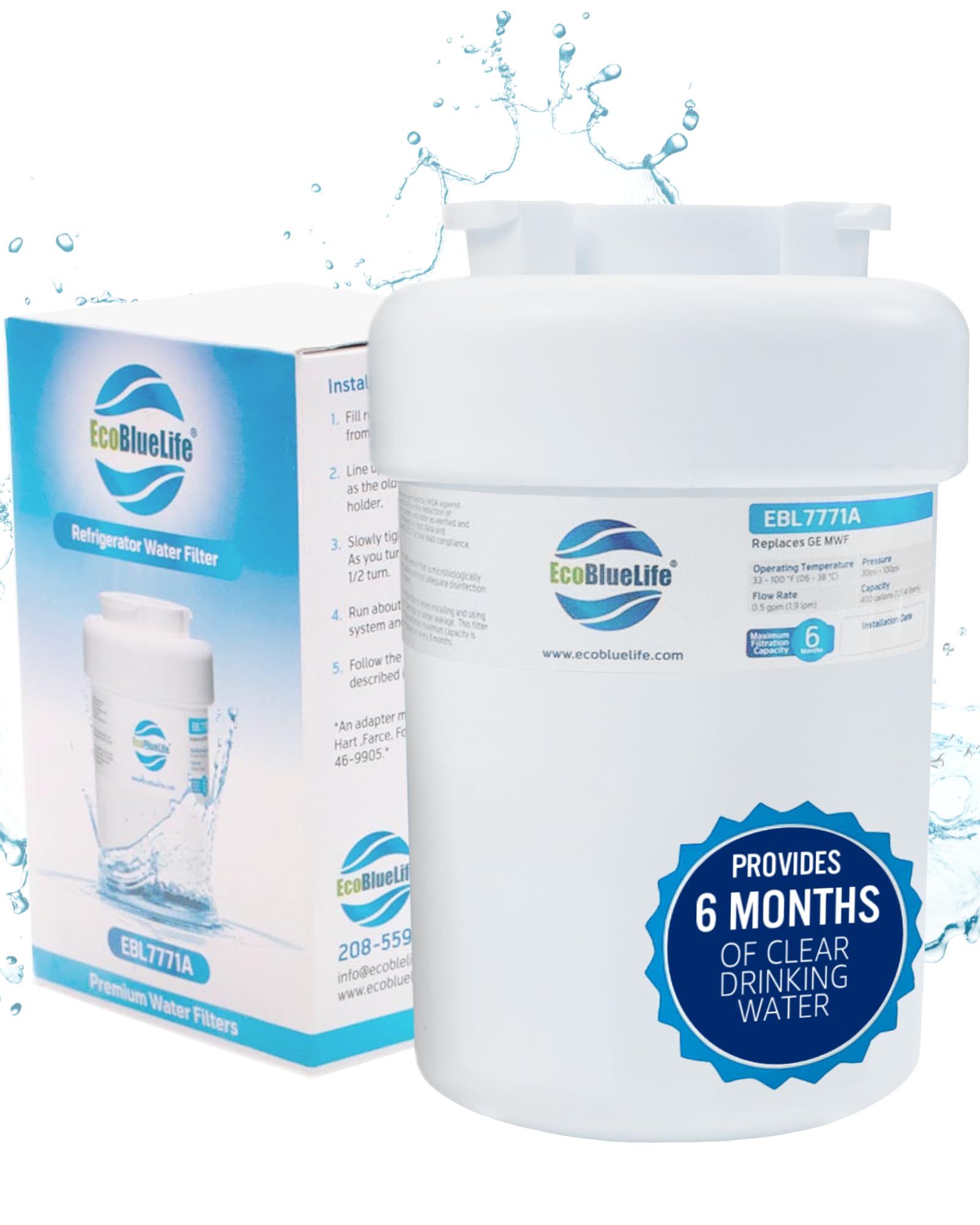 Sponsored Ad - EcoBlueLife Refrigerator Water Filter Replacement using Renewable Activated Carbon. Easy Install Fridge Filter Replacement. Filters up to 300 Gallons of water, 6 Months of Purified Water