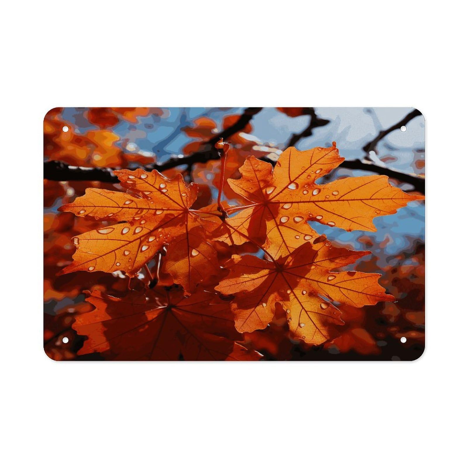 Fodpand Style Fall Maple Leafs Wall Art Metal Signs Tin Sign