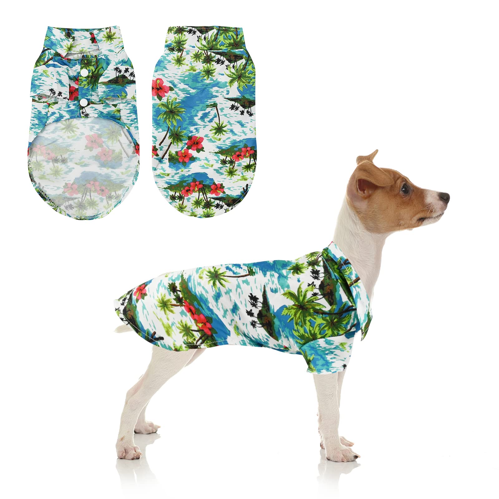 Camisetas Hawaianas para Perros Camisetas de Playa de Verano para Mascotas Camisetas con cocoteros Ropa para Cachorros Perro Gato (S)
