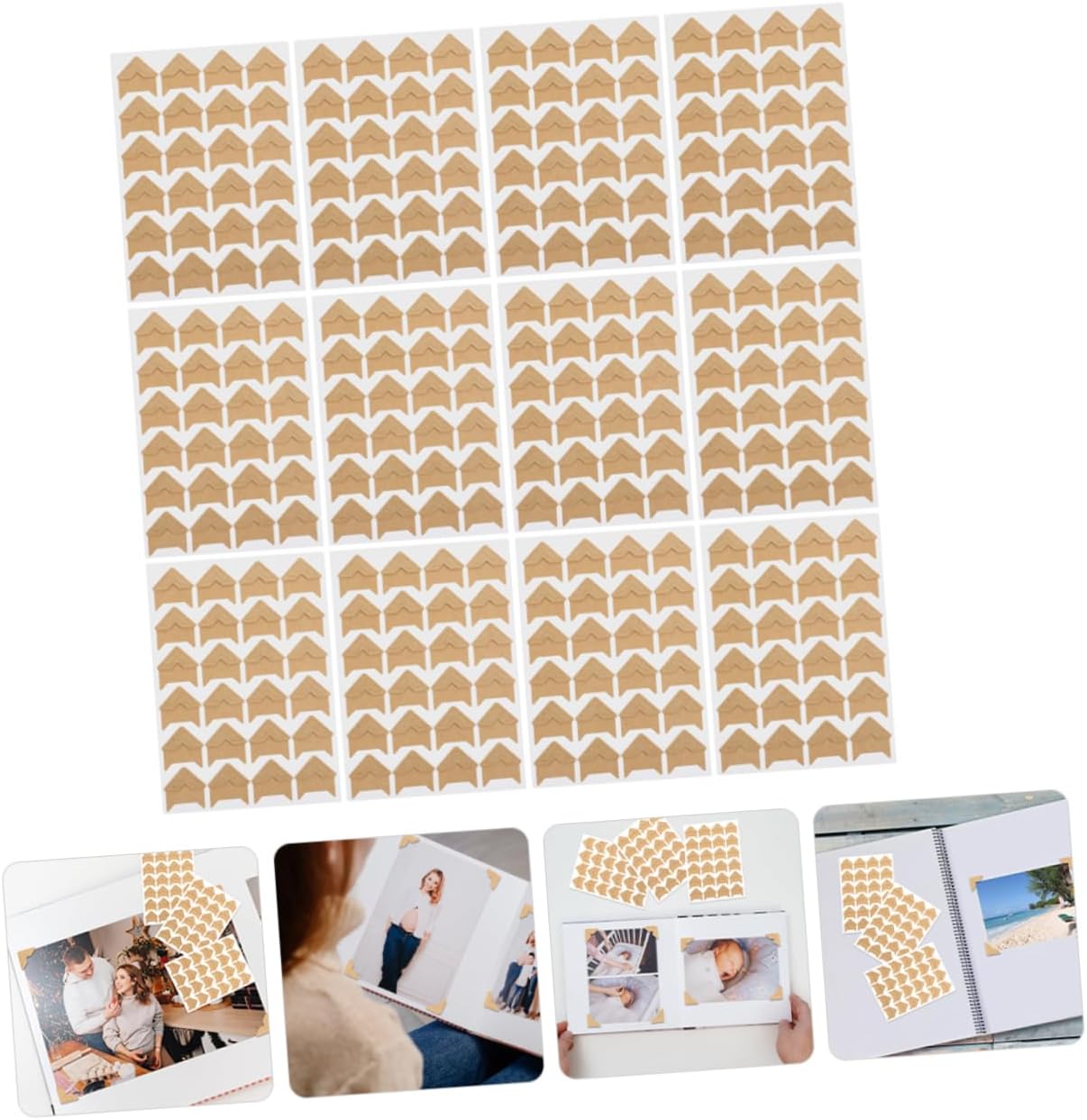 Gogogmee 12 Sheets DIY Photo Corner Stickers Self Adhesive Mounting Squares for Scrapbooking with Photo Corners Journals and Creative Projects