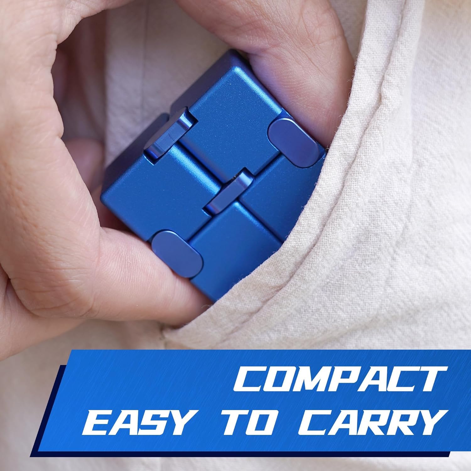 BeFunky Fidget Cube New Version Fidget Finger Toys - Metal Infinity Cube Prime for Stress and Anxiety Relief/ADHD, Ultra Durable Sensory Gifts for Adults and Teens Kids (Blue) 1