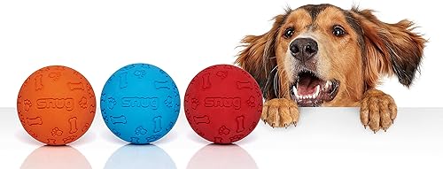 Miniatura 2 de Snug Pelotas de goma para perros pequeños y medianos, tamaño de pelota de tenis, prácticamente indestructibles (paquete de 3, clásico)