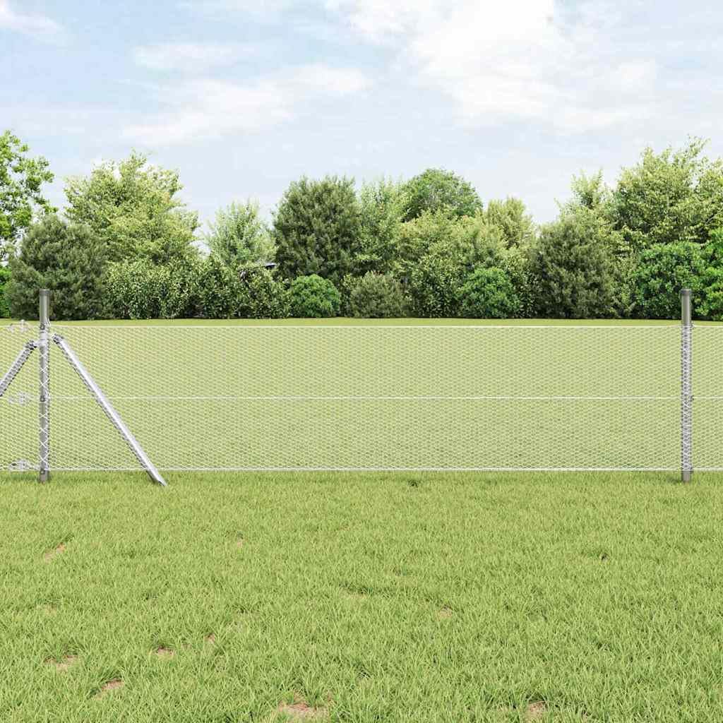 Genérico Cerca Hexagonal Plateado 0,8 x 50 m Acero galvanizado,Bricolaje,Vallas de jardín,Paneles de Vallas,Plata,42005713