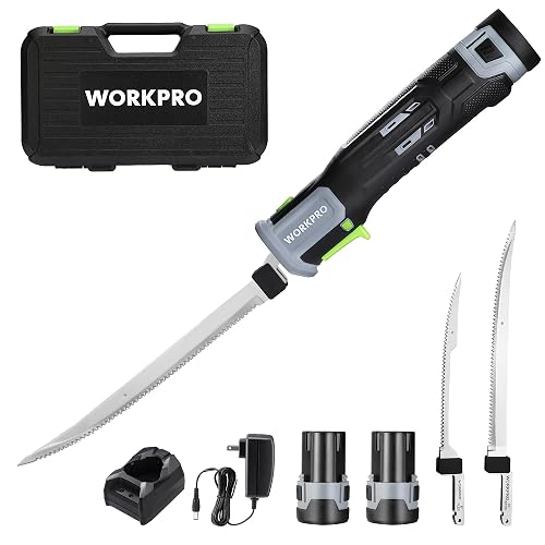 WORKPRO 12V Cordless Electric Fillet Knife 8 in and 10 in Blades