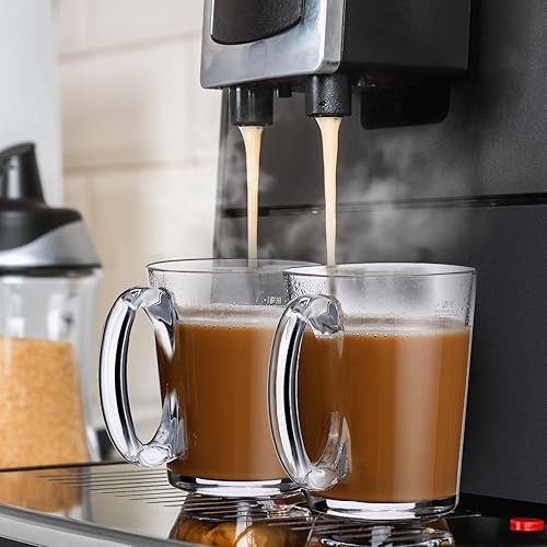 Miniatura 6 de Unittype Juego de 8 tazas de café de vidrio de 10 onzas tazas de café transparentes de vidrio tazas de té de capuchino tazas de vidrio con asas para